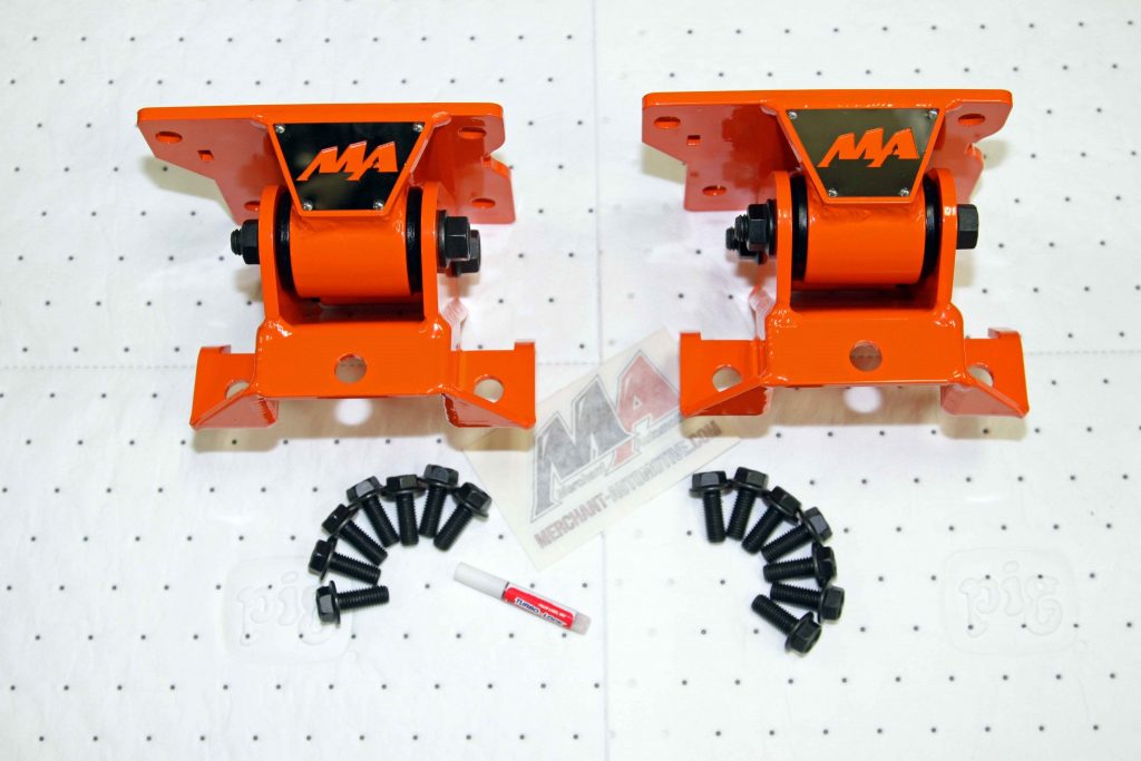 MA HP Motor Mount kit includes both powder-coated two-piece mounts, high-grade mounting hardware, thread locker and even a die-cut multi-color decal