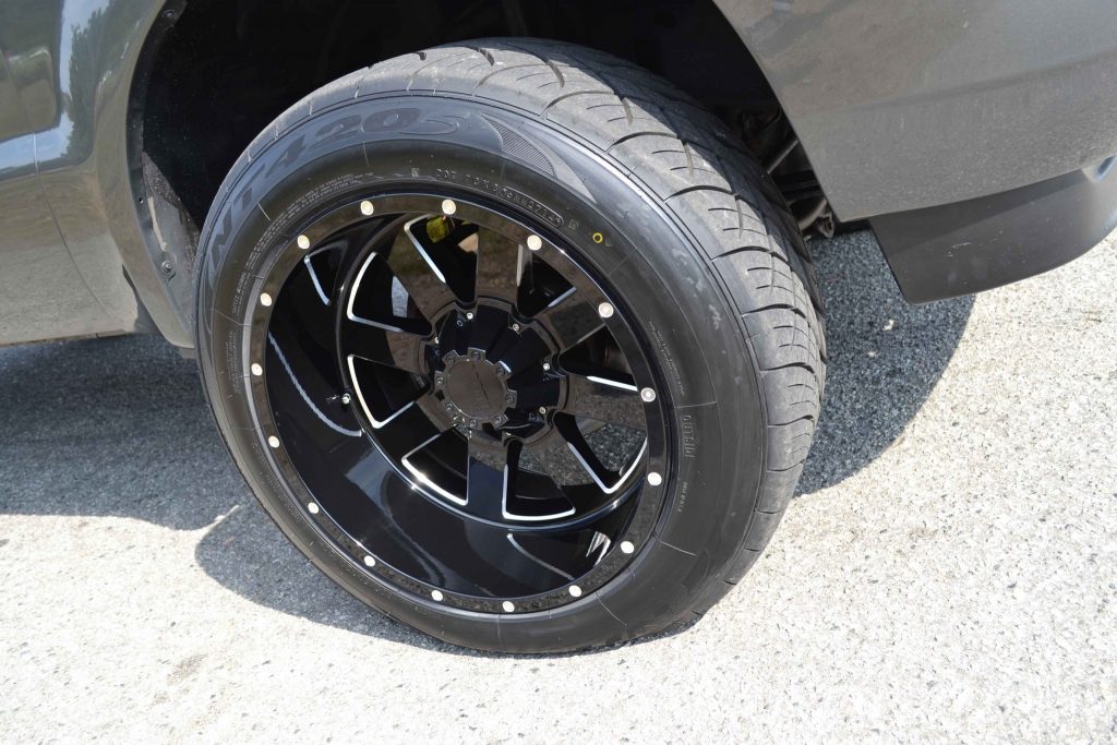 20x12-inch Moto Metal 962 wheels were installed on the truck
