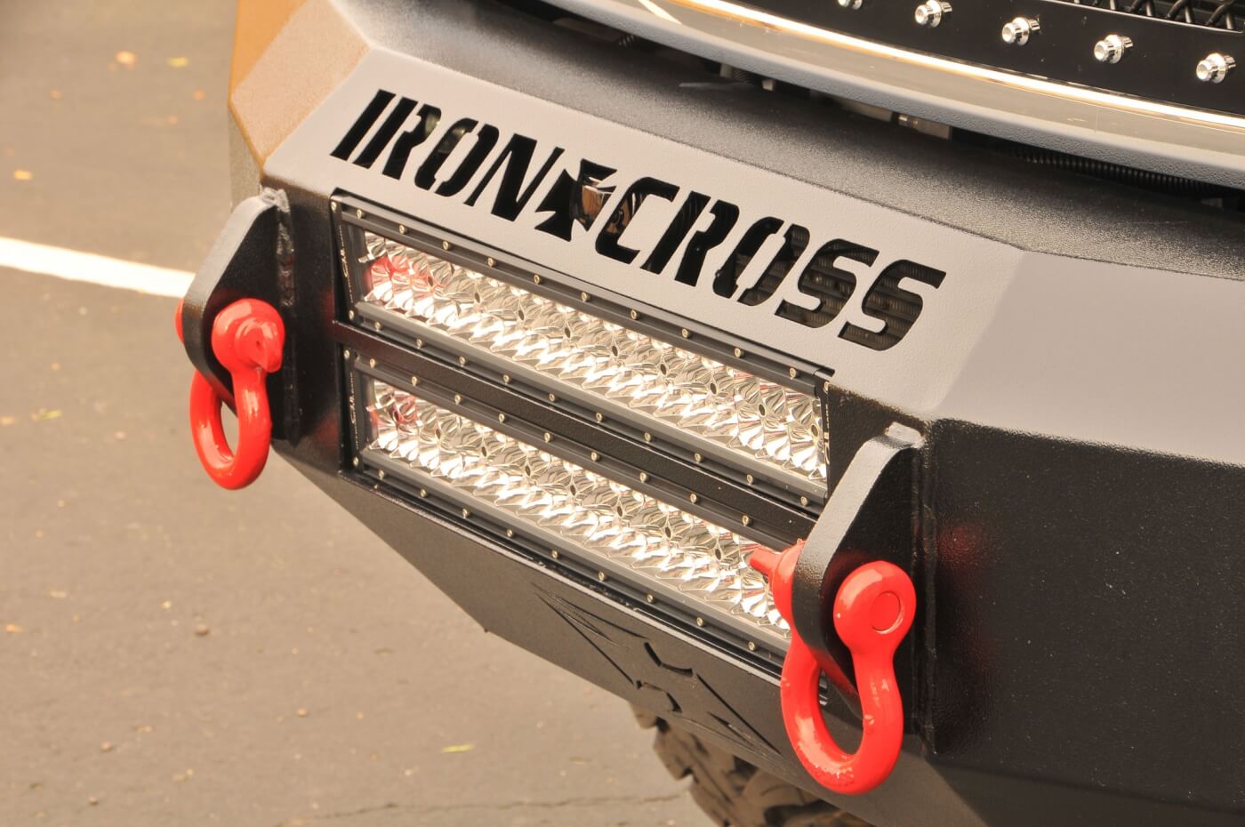 The Iron Cross heavy-duty front bumper was outfitted with Offroad LED light bars.