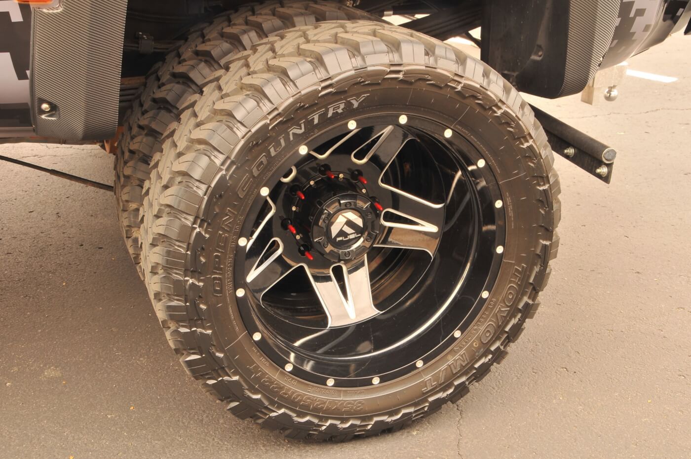 The wheels are 22-inch Fuel Full Blown models with lug nuts that look like .50-caliber bullets (from V&V Concepts). Toyo Open Country M/T tires provide lots of traction for any offroad excursions and are relatively quiet on the highway.