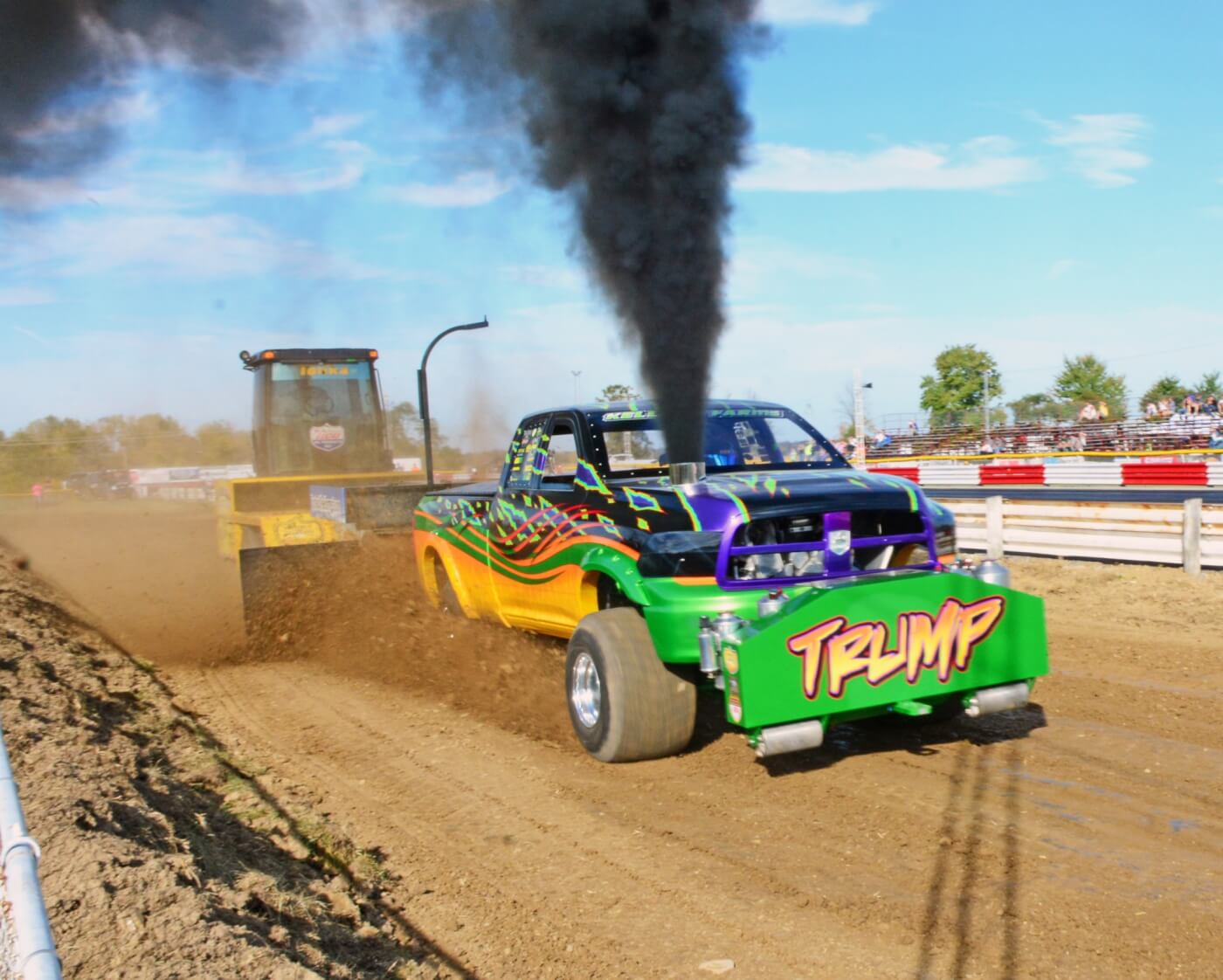 Shane Kellogg won top honors in the Modified Pulling cvlass. His “Trump Truck” pulled all the way to first place. 