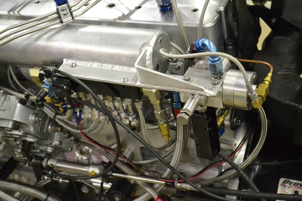 If you're wondering where the intercooler is on the engine--it doesn't have one. Instead, a 10 nozzle, 1,100psi water-injection system keeps EGT at a level 1,500 degrees. The computer-controlled setup turns on a few nozzles initially, and then keeps adding water automatically as the pre-set EGT level is reached.