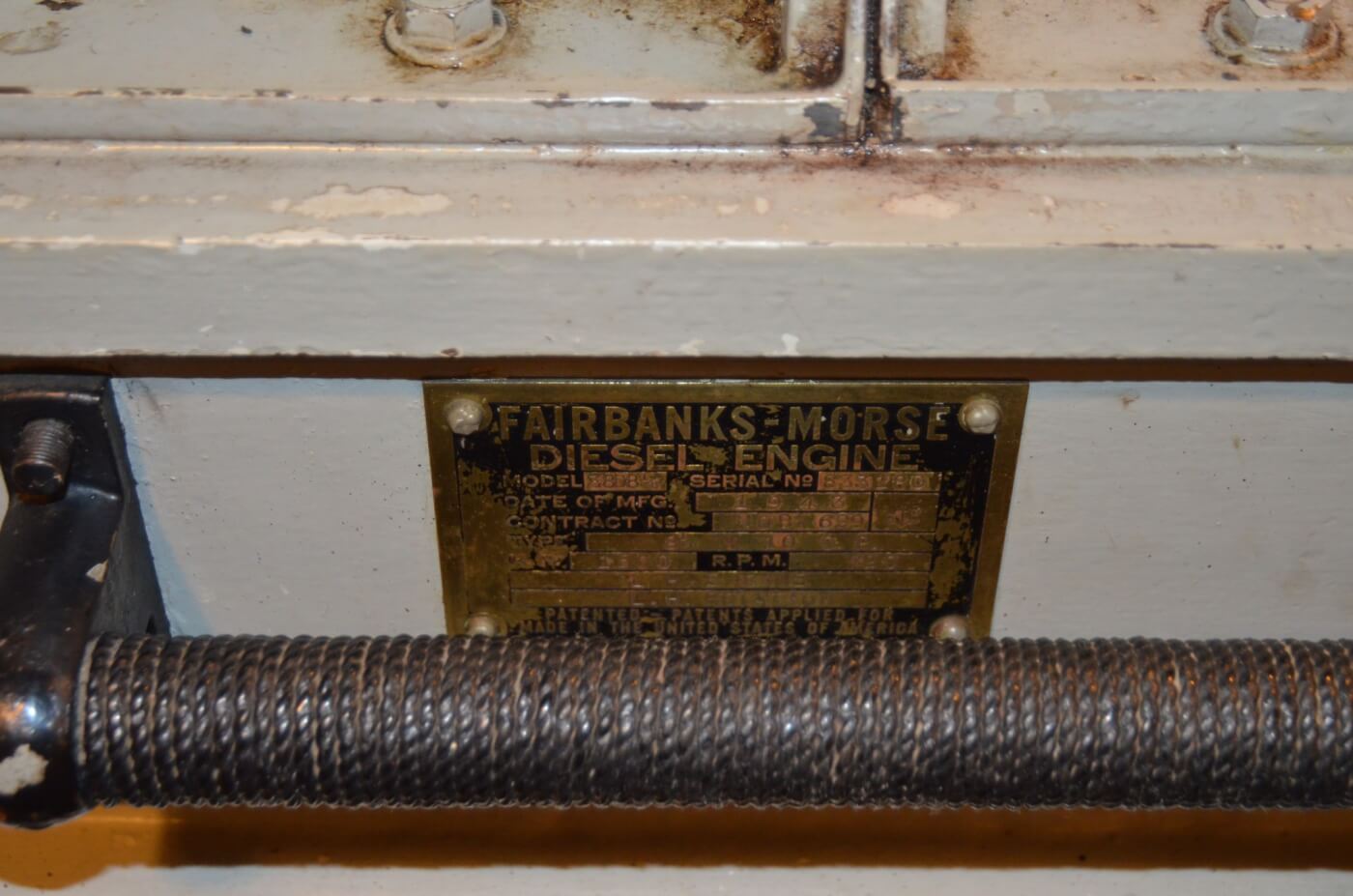 Fairbanks Morse engine data plate.