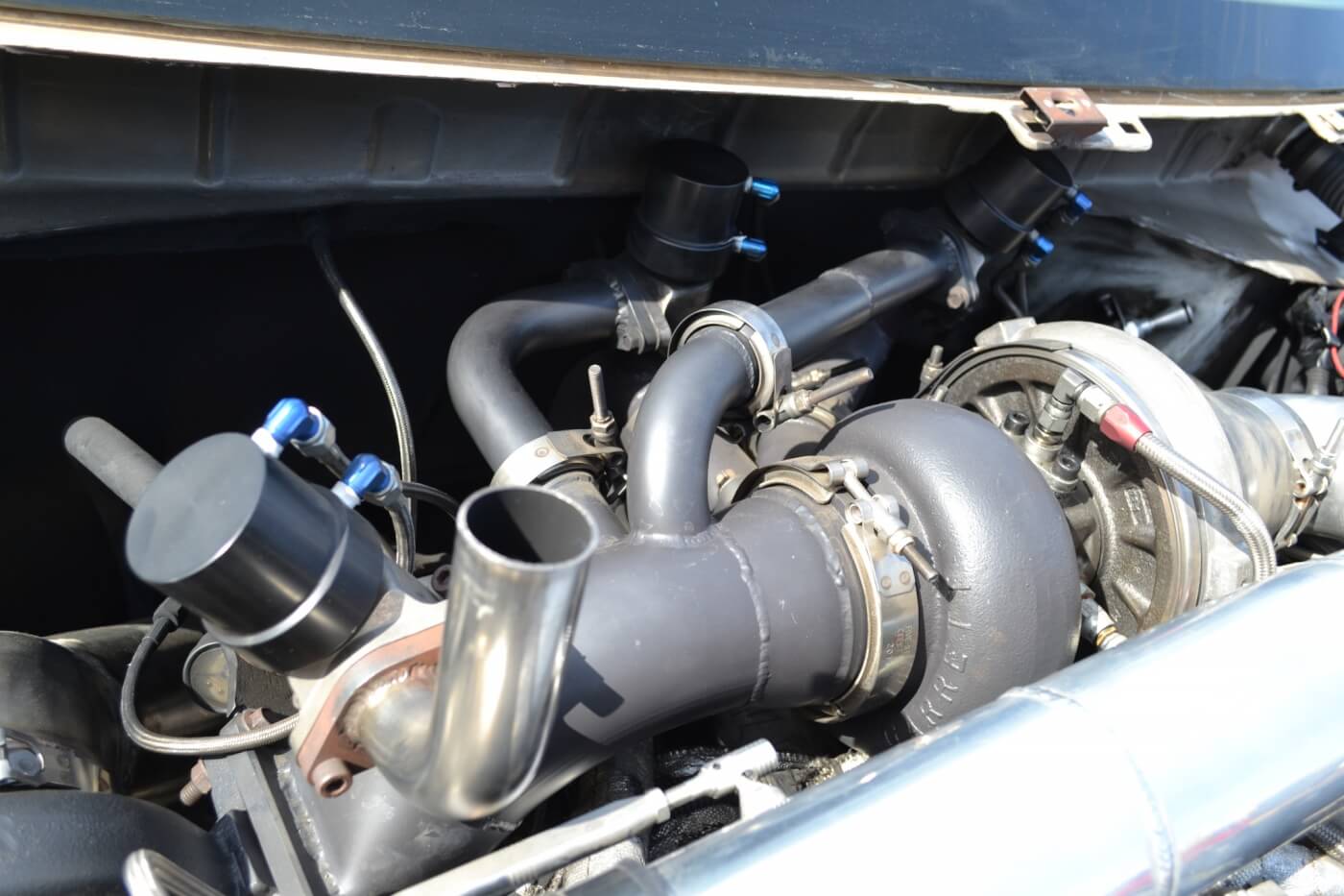 8. A big shot of nitrous creates so much drive pressure that overspeeding a turbocharger can be a real danger. A wastegate that vents to the atmosphere or out the exhaust should be incorporated into any big horsepower nitrous build.