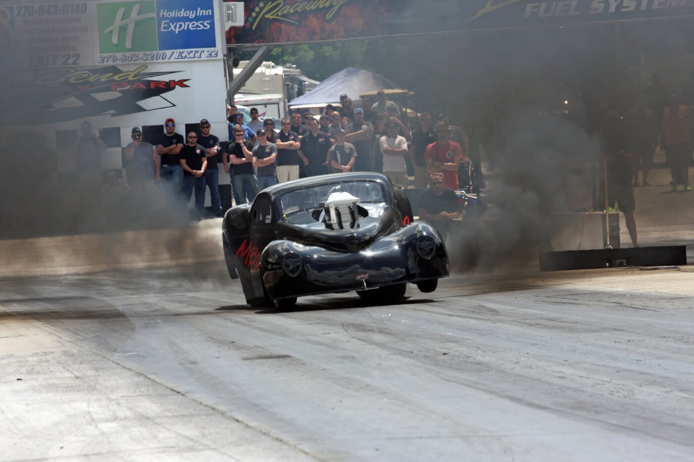Ryan Milliken was behind the wheel of the MBRP “Batmobile” Willys, taking the Pro Dragster Class win over Jared Jones who had problems in the final round.