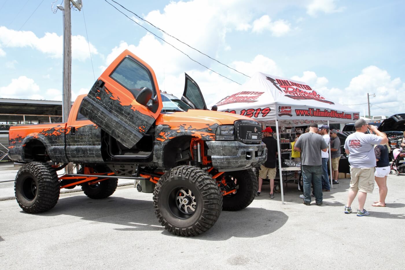 Rickie Locke’s big Ford was on display with its new wrap and painted suspension in the Unlimited Diesel Performance booth at the drag strip and at the park. Locke also entered the Show-N-Shine and took home the Best of Show honors in the field of over 300 trucks.
