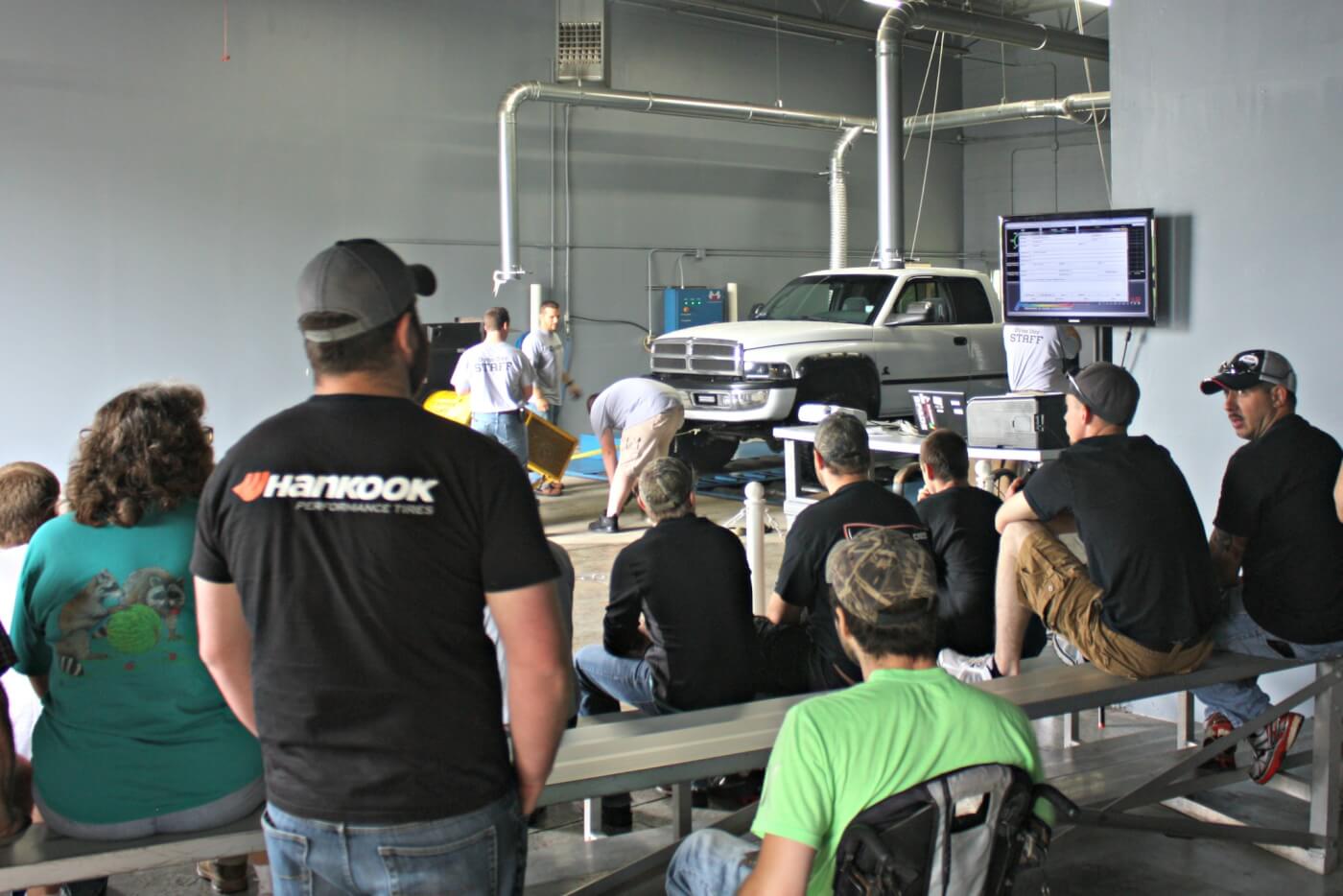 The CPS chassis dyno room is used almost daily for testing new products and creating new tuning for customers all over the country, but for one weekend a year, the doors are opened to the public, and the bleachers are setup to help prove where bragging rights for the highest horsepower truck belong.
