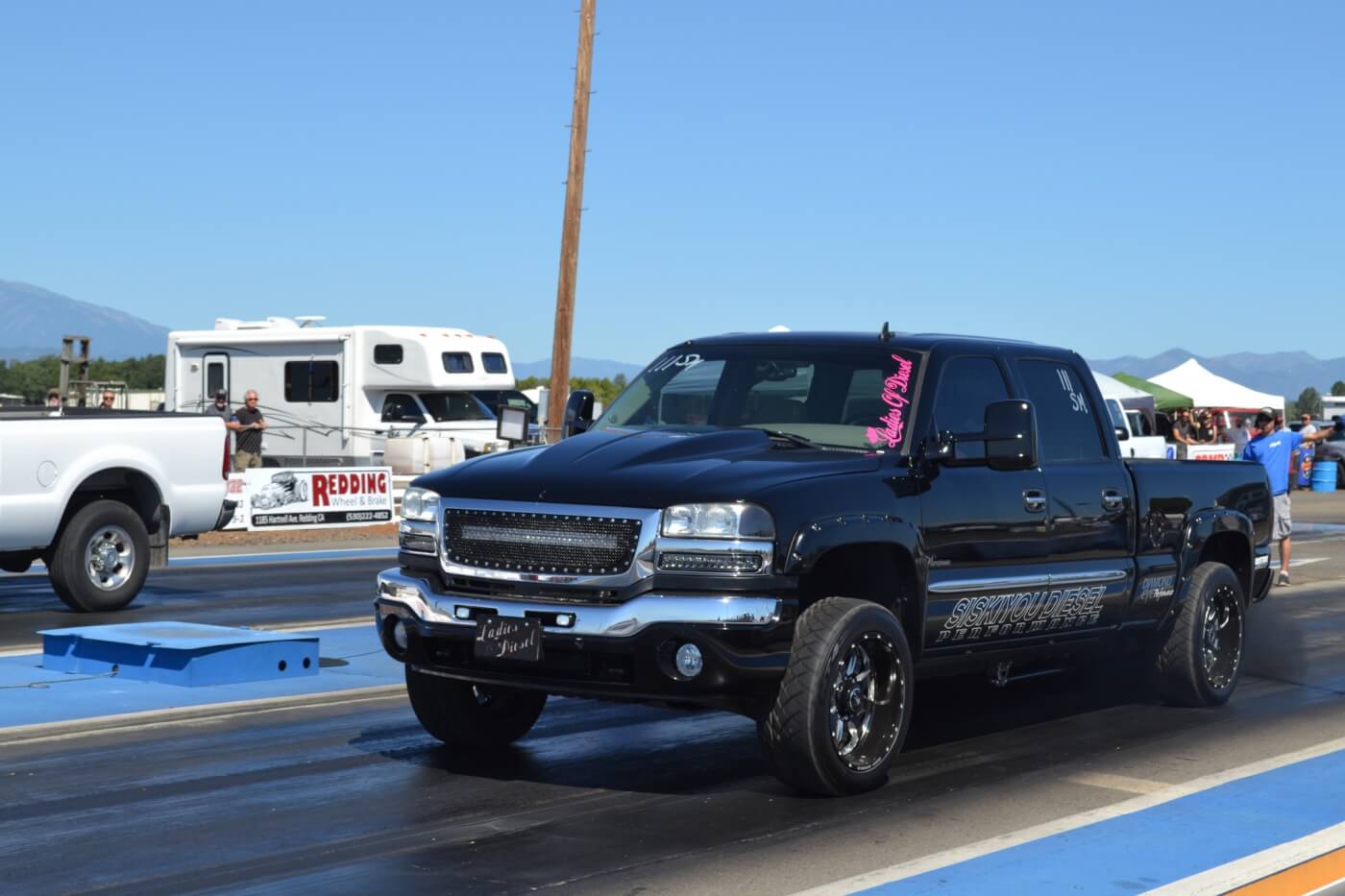 Plenty of hot street trucks were there to hit the track, like Kat Ray's mildly modified Duramax, which went high 12s in Redding. Not bad for its limited modifications.