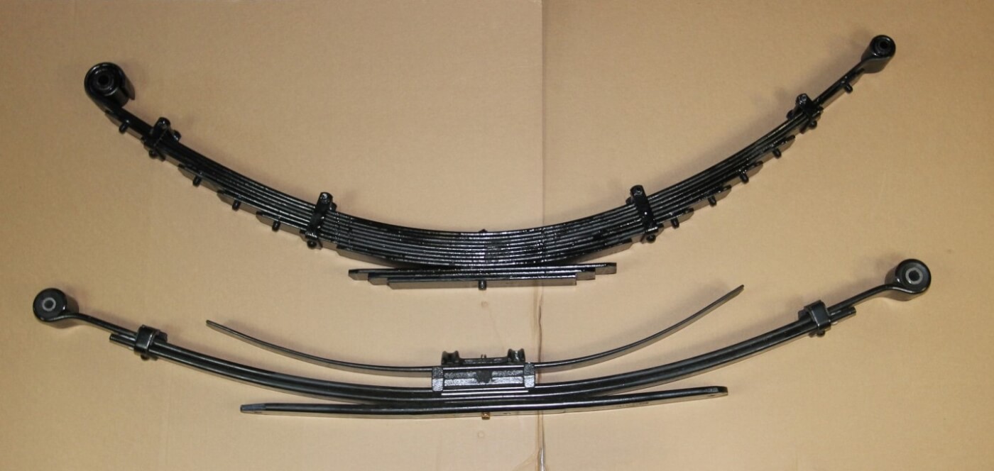 10. Here is a comparison of the OEM rear spring and the new Deaver springs in the Carli Kit. The new rear leaf springs are a multi-leaf design that rides better under virtually all conditions.
