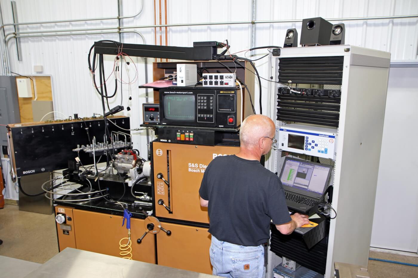 13. The S&S team has a large test machine to measure and verify injector flow and solenoid operation. Each injector within a set is matched to flow within ±0.5% which is a tighter tolerance than OEM standards.