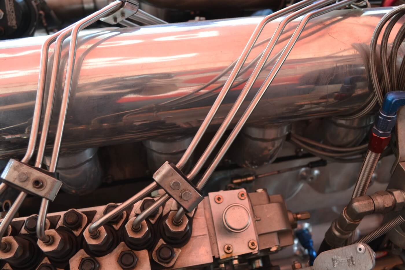 With an engine program like John's, airflow modifications are incorporated into virtually every part of the engine. A side-draft individual runner intake from ZZ Fabrications is a big step up from the stock shelf intake and ensures that plenty of air gets fed to the Hamilton Cams cylinder head.