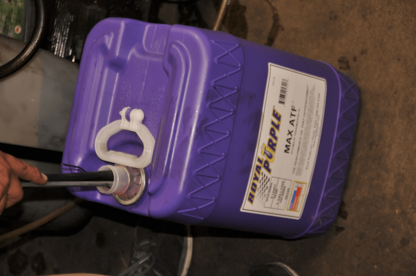 25. Royal Purple Max ATF transmission fluid was used to fill the trans with the new pan.