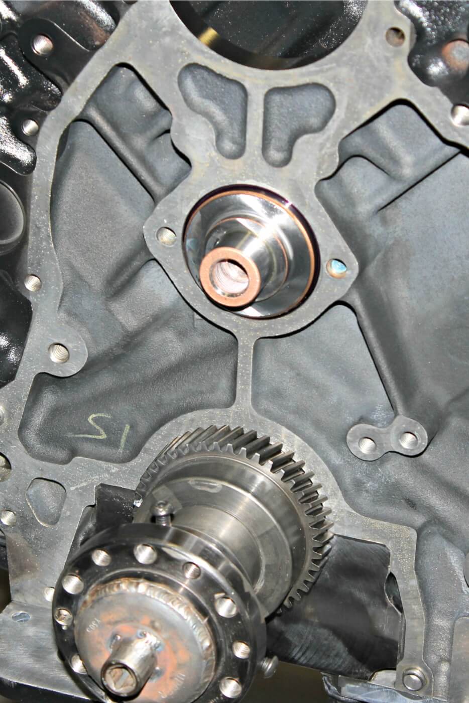 3. After lubing the camshaft with the correct break in oil, it must be slid into the engine block using extreme care. The smallest ding or nick in one of the cam journals or lifter lobes can cause serious engine problems that could lead to poor engine performance and even a catastrophic failure.