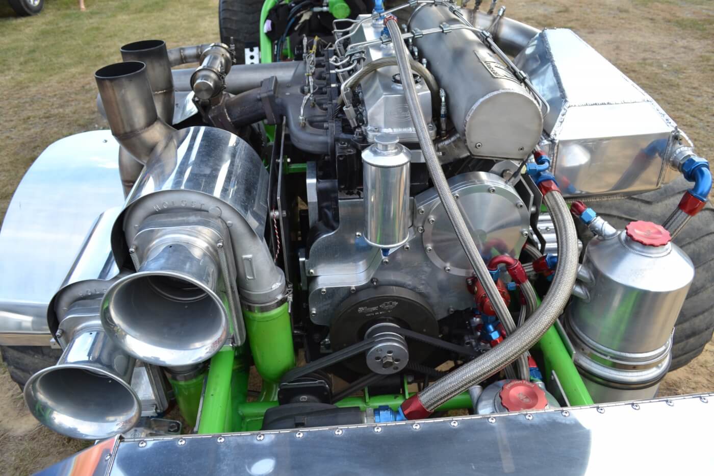 The 6.4L Cummins-based powerplant in Matt Clemon's Alter Ego puller is a sight to behold. Cranking out more than 2,700 horsepower (and 3,000 lb-ft of torque) the mechanical monster can spin 6,000 rpm all year without needing a refresh. If you're looking for the pinnacle of pickup performance, this is it.