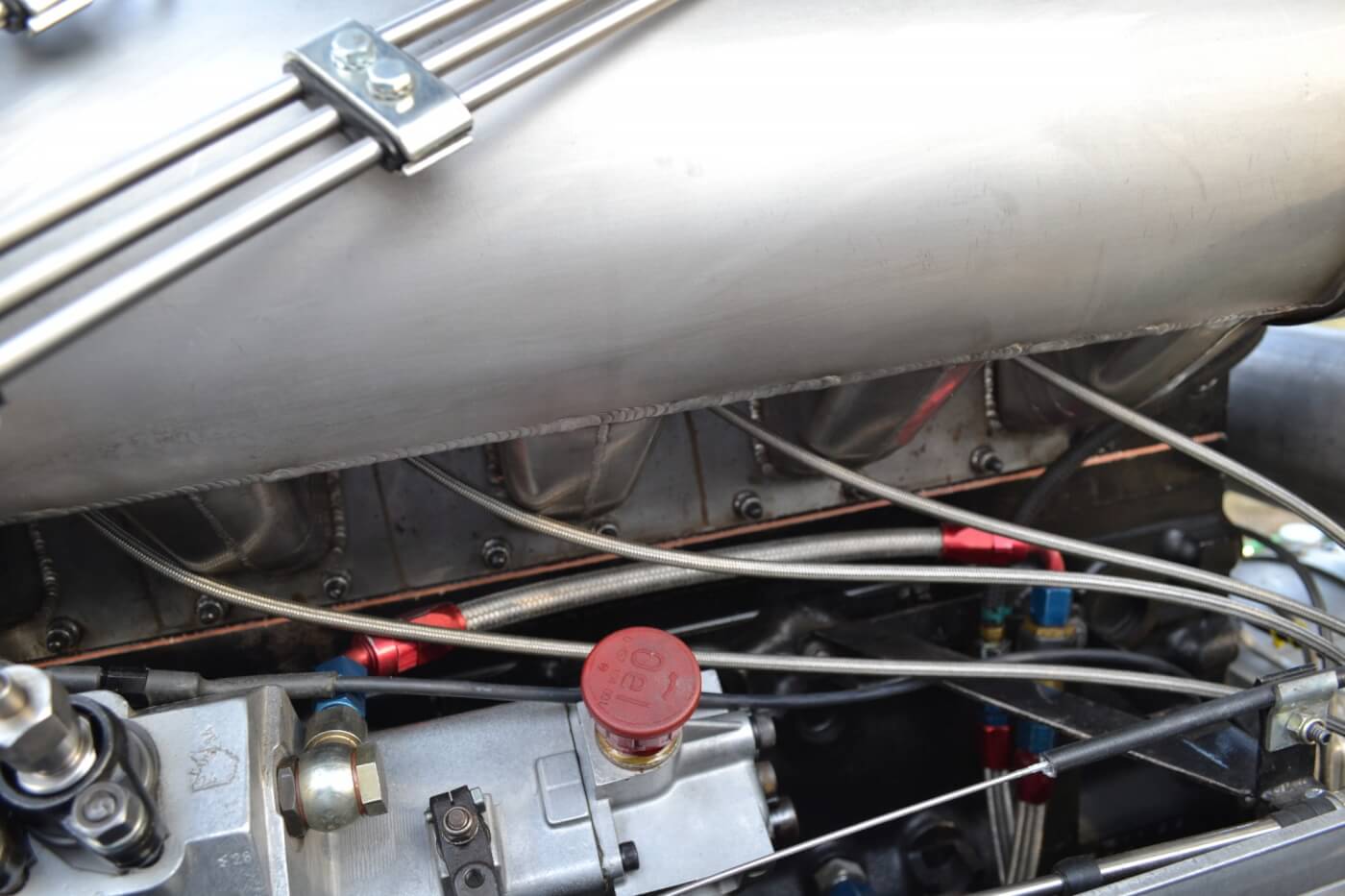 Airflow into the engine itself is also improved. For more overall flow, and to stabilize volume between cylinders, an individual runner intake built by ZZ Fabrications for Haisley Machine was used on the Super B build. It's also designed to withstand more than 150 psi of boost!