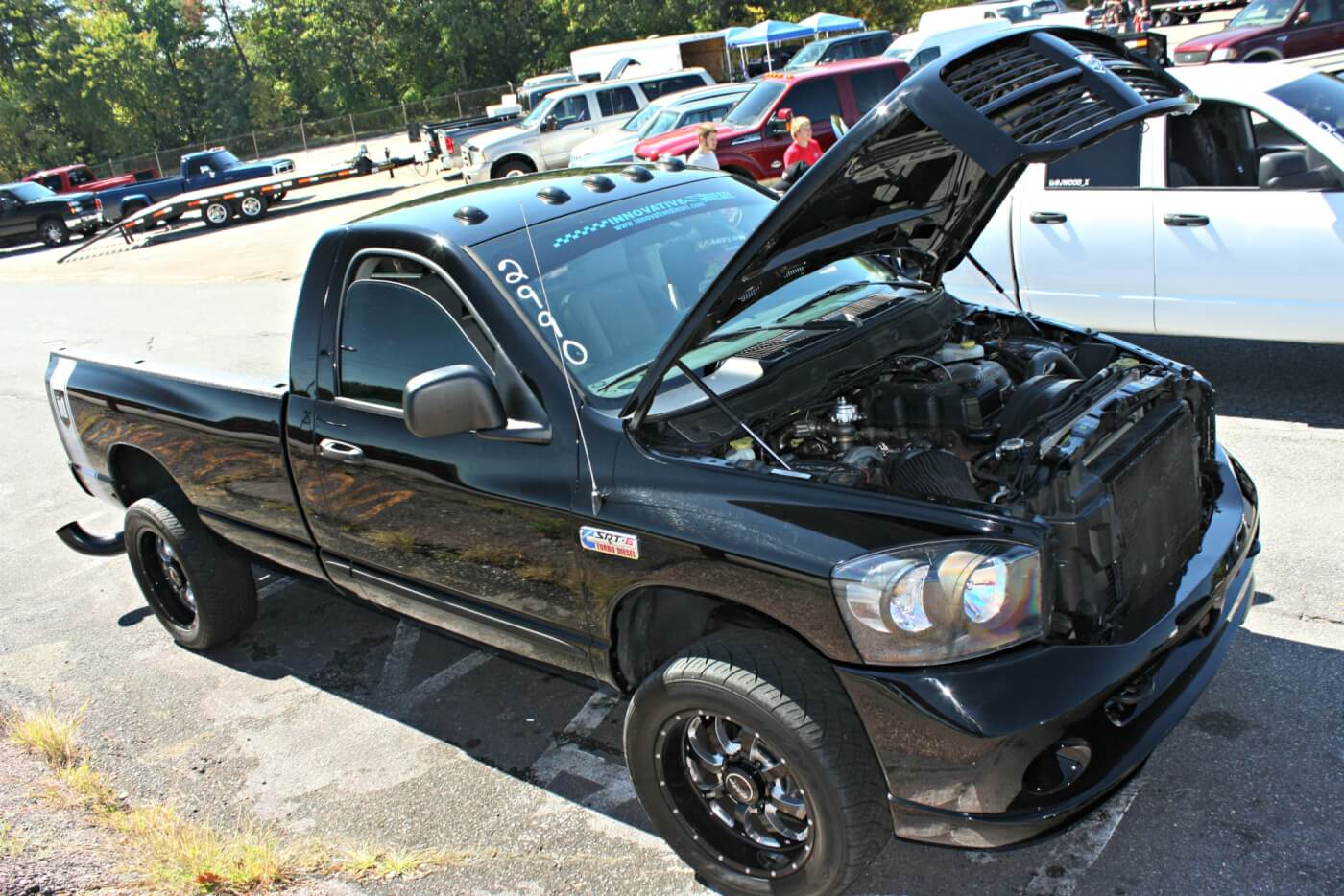 Innovative Diesel owner Eric Eldreth has always specialized in custom Ford tuning, but jumped into the Cummins game a few years back. This black regular cab long bed became a testing platform for his new tuning. Running a single S467 BorgWarner, some big injectors and a single-stage nitrous system, the 5.9L common rail pushes the envelope, knocking on the nine-second 1/4-mile club’s door.