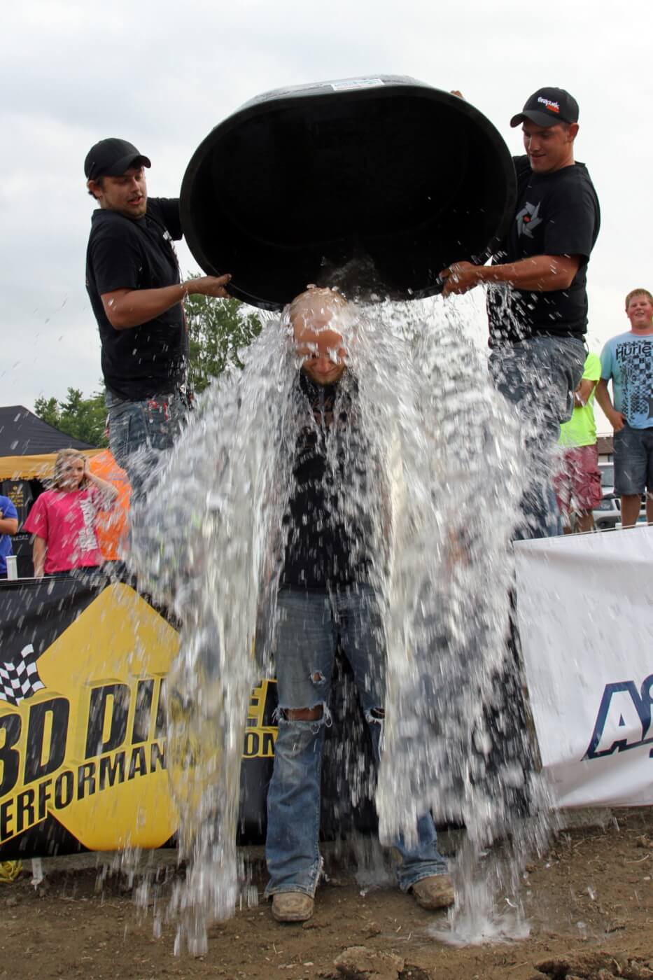 During one of the track grooming intermissions between rounds this guy volunteered to take an “Ice Bucket Challenge” to win one of several giveaway prizes the Firepunk crew had on hand.
