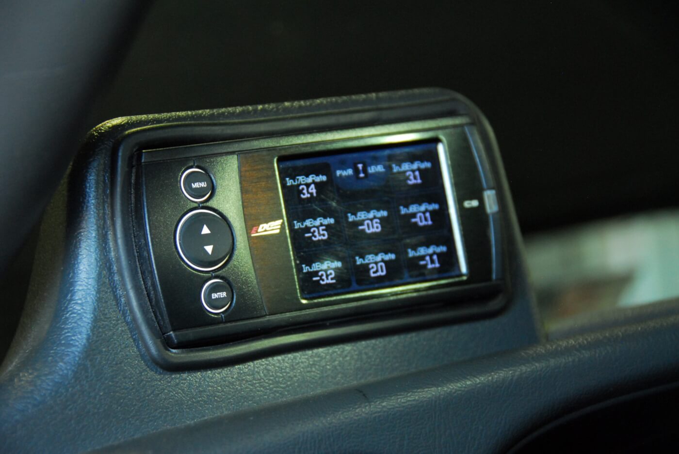 4. The Edge tuner installed on this Chevy also provides data on the injection balance rate of the Duramax.