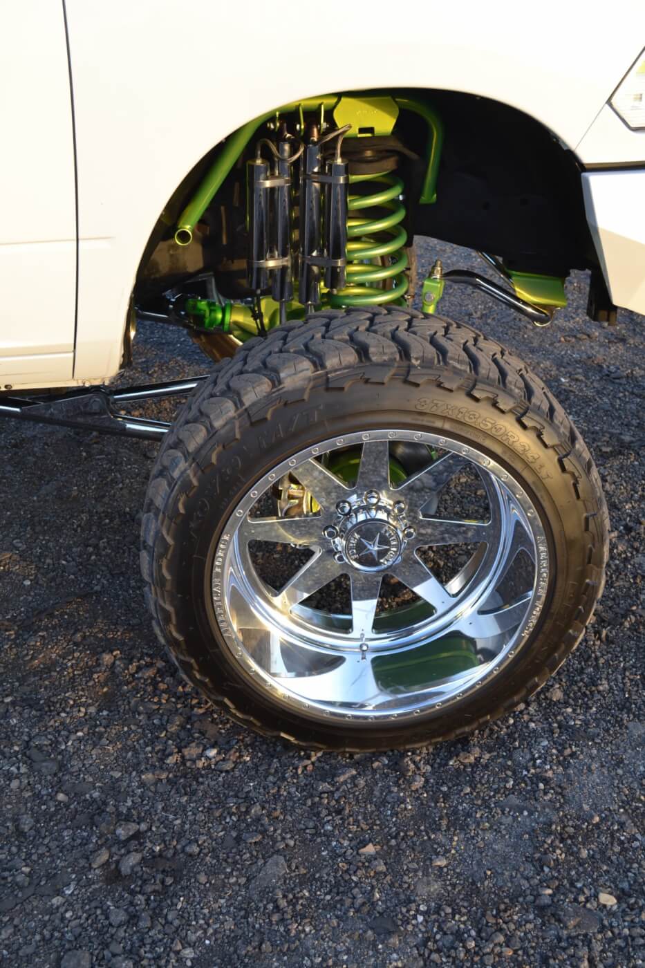 The right set of wheels can do a lot for a truck, so Joey was careful with his selection. In the end, a set of 24x12-inch Evade wheels got the nod for their killer looks.