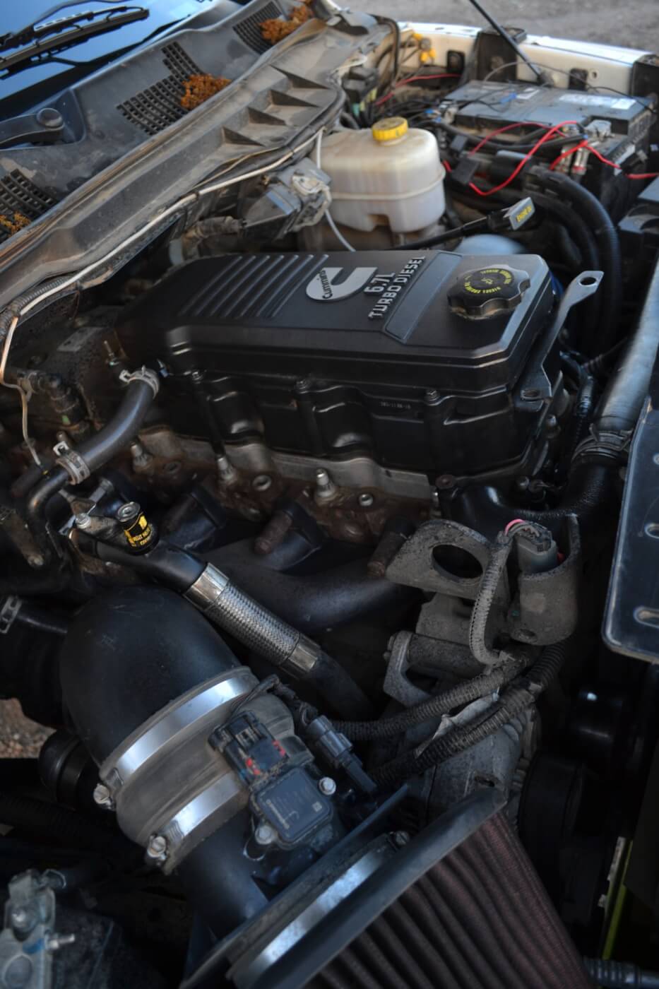 Although it looks pretty stock, the 6.7L Cummins in Joey's '12 Ram has all the right parts and pieces to make 696 horsepower to the rear wheels and almost 1,500lb-ft. of torque. 