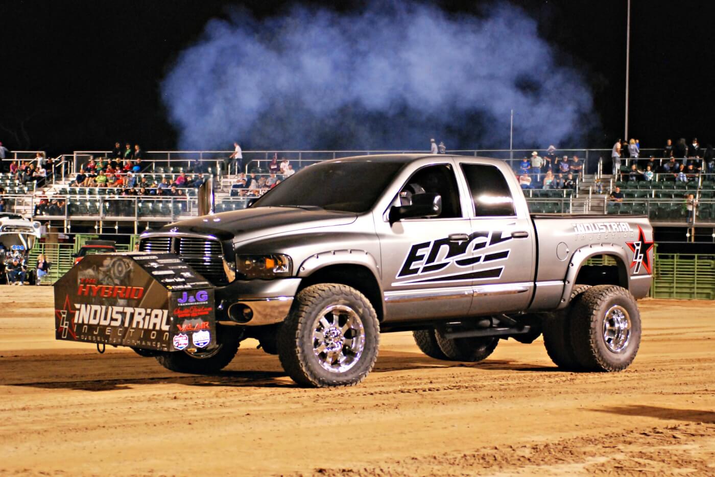 Tom Hansen has been running his 5.9L Common Rail Cummins in the 3.0 Inducer class for three straight seasons now. With Edge Products and Industrial Injection as his main sponsors, you can bet he’s a front runner week in and week out. Pulling down the track to 311.4 feet put him atop the leader board taking home a first place check for the night.