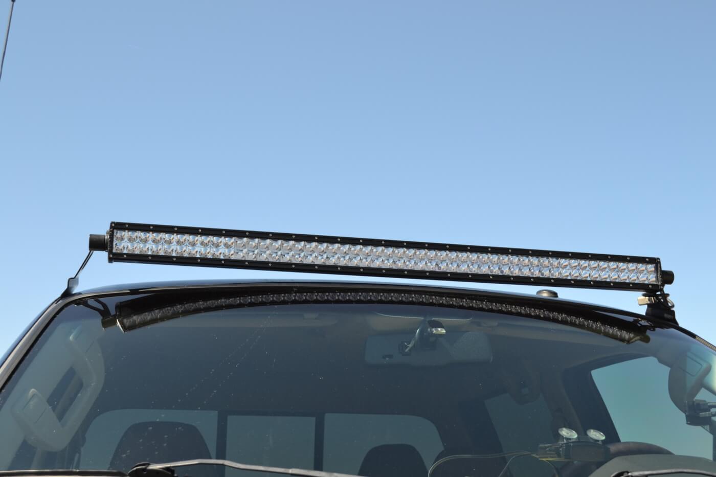 A Rigid Industries light bar illuminates the desert when the truck hits the sand. Rigid lighting is used throughout the truck, and light bars can also be found in the front and rear bumpers.