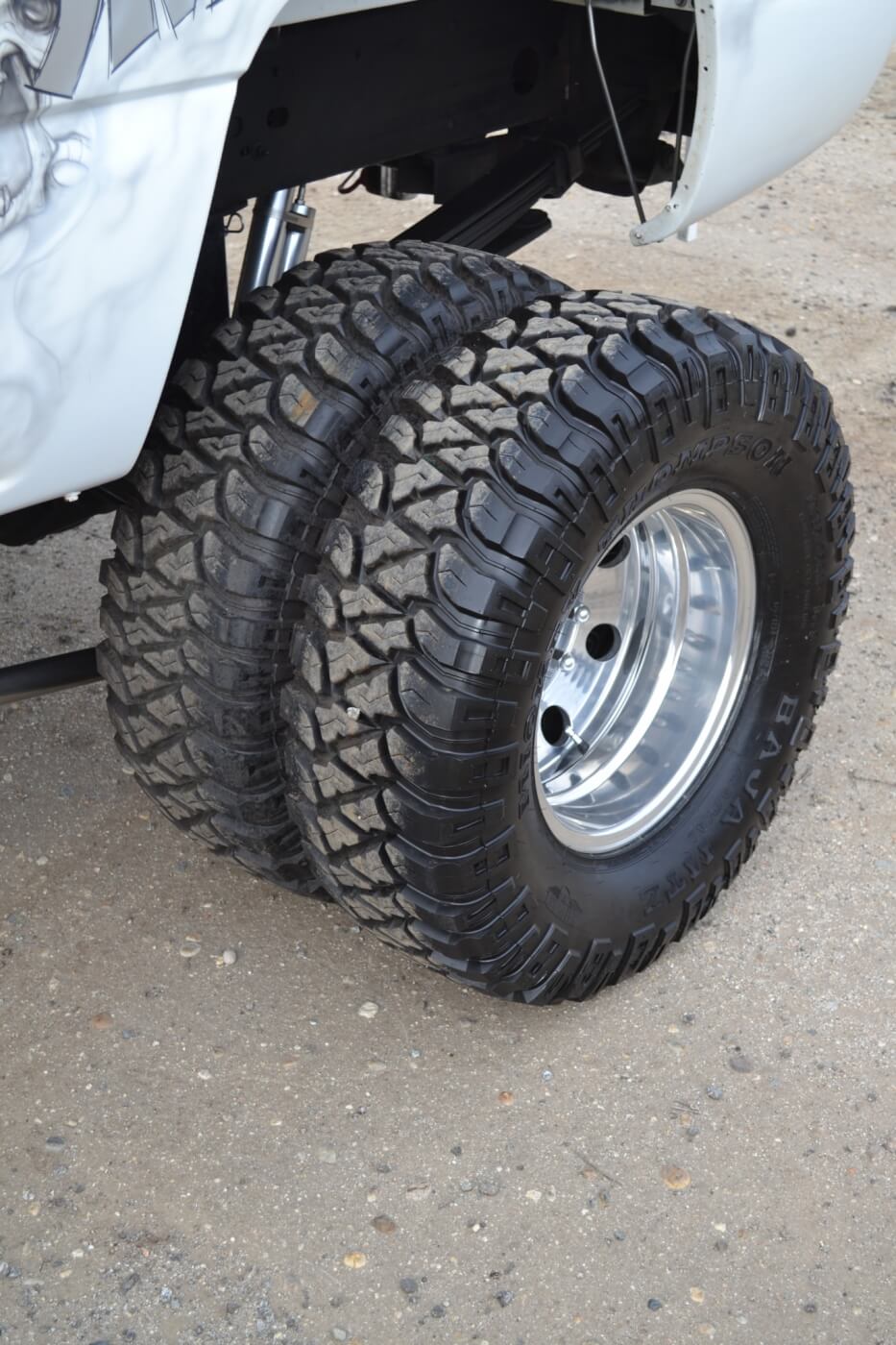 Dual rear wheels are the setup of choice for today's serious pullers, and John's no exception. Weld Racing wheels are again found on the rear of the truck, along with the Baja MTZ tires.