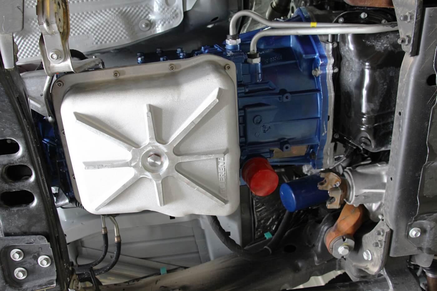 5. The final touch on the Allison transmission was this high capacity pan from Goerend. The lightweight, CNC-machined cast-aluminum pan came with a new internal filter, billet-aluminum filter lock, magnetic drain plug, and holds 3 quarts of additional ATF over stock.