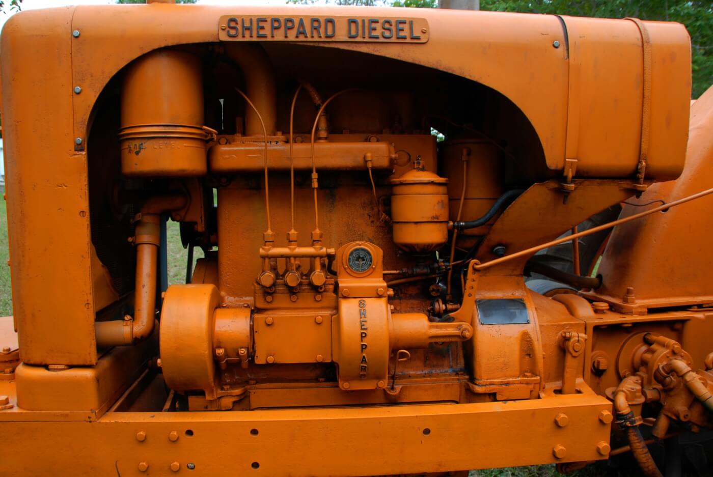 The SD-3's 6B engine was in indirect-injected three-cylinder with four main bearings, wet sleeves and a 22:1 compression ratio. It was direct start and had a cold start aid in the form of an electric coil onto which was sprayed diesel fuel. The system didn't work very well and was most often disabled because it tended to allow air into the injection system. At 1,660 lbs, the engine is massive for its small 188 ci displacement. The 6E engine was optional and had a quarter-inch more bore. Version of these engines were offered for industrial use, marine applications or generators.
