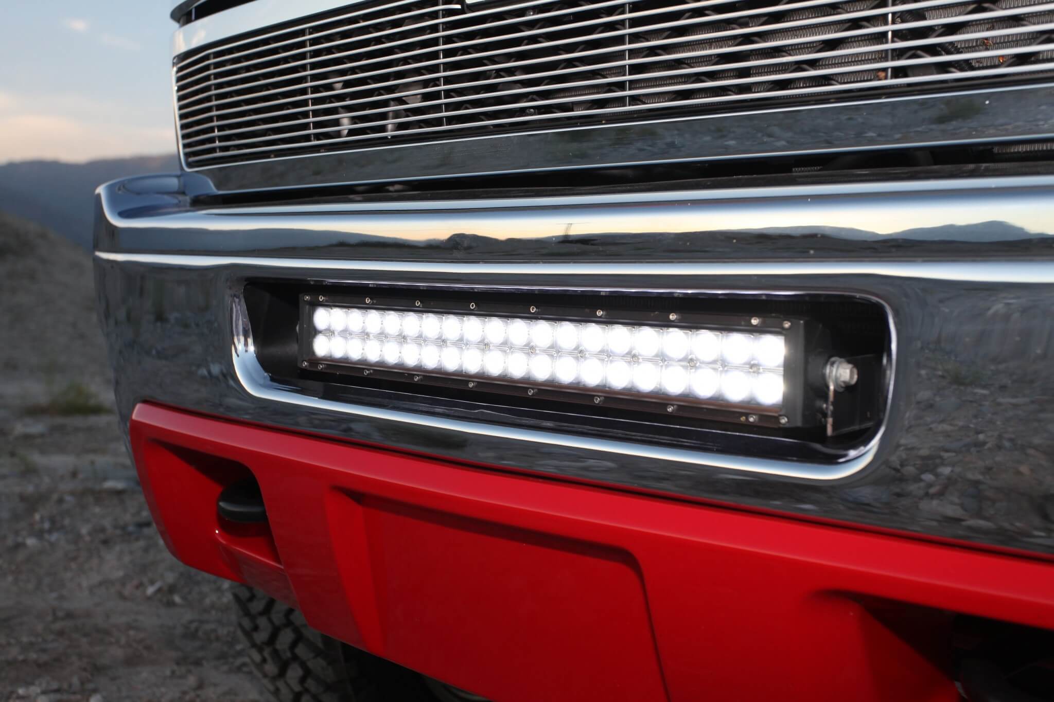 A Rigid LED light bar fits perfectly into the lower grille opening. 