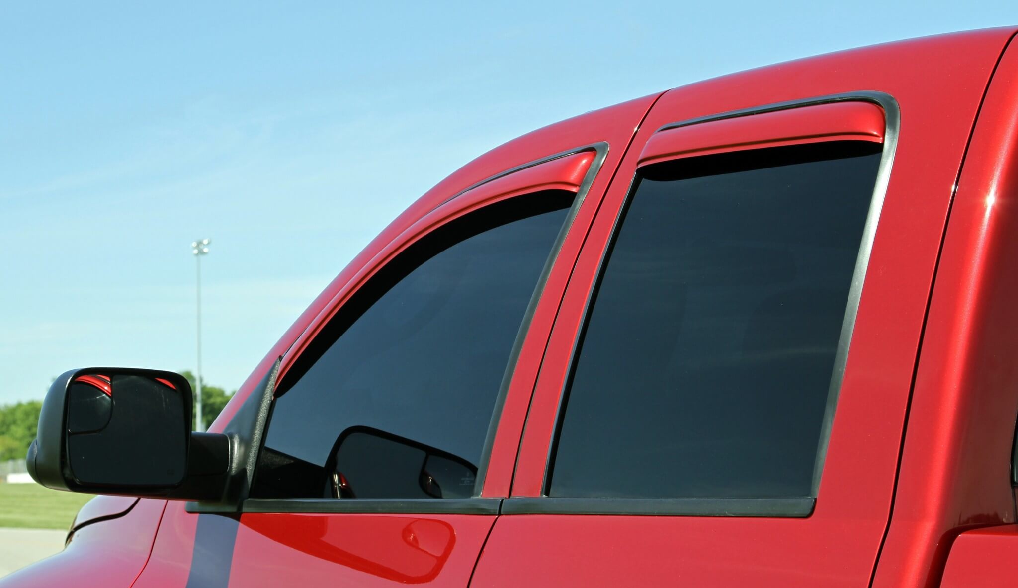Color-matched vent shades look great on the truck and add another custom touch.