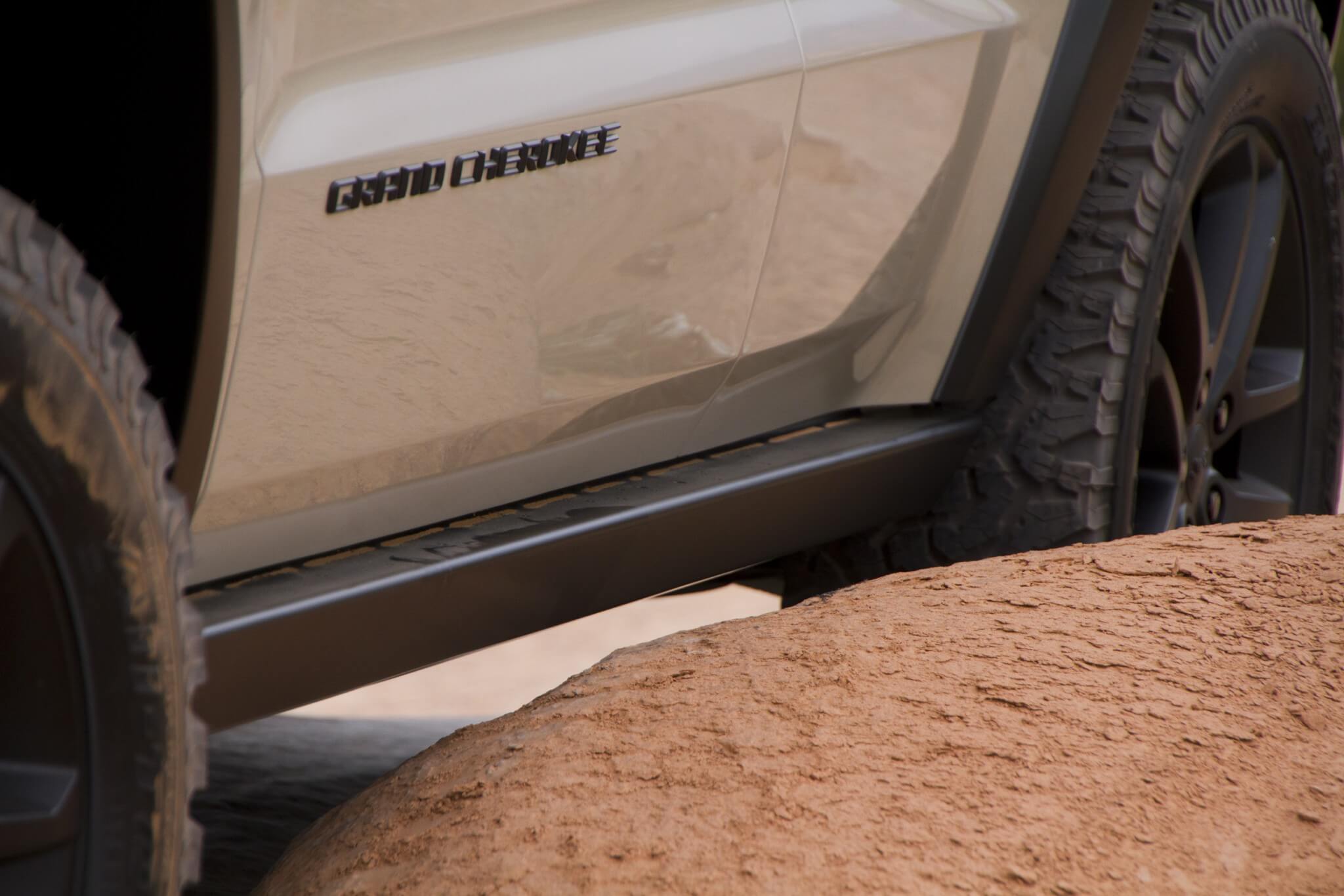 Mopar rock rails help to protect the rocker panels and lower parts of the doors when tackling less than graded trails.