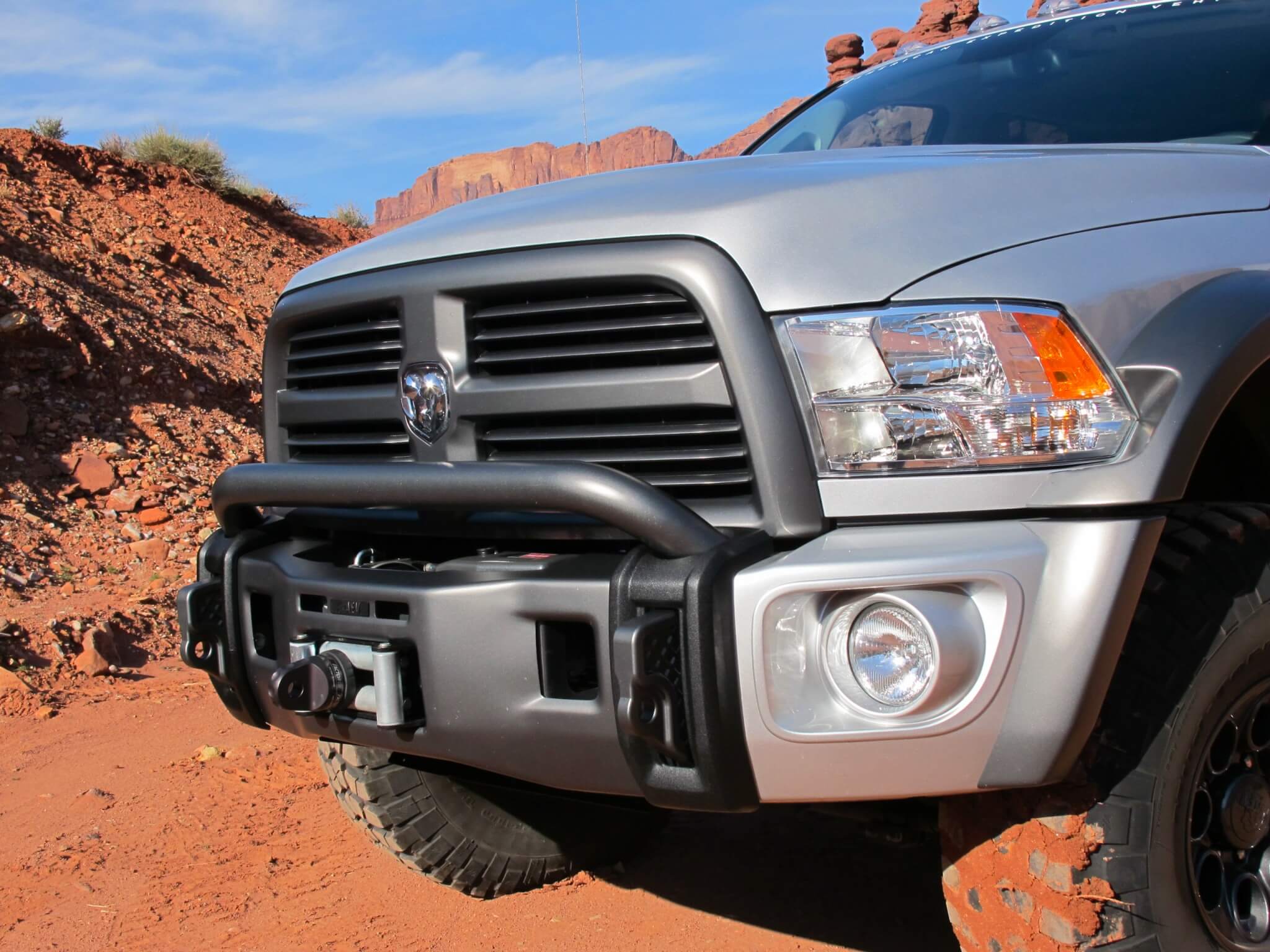 The AEV front bumper is a modular unit with variations for 37- or 40-in. tires. 