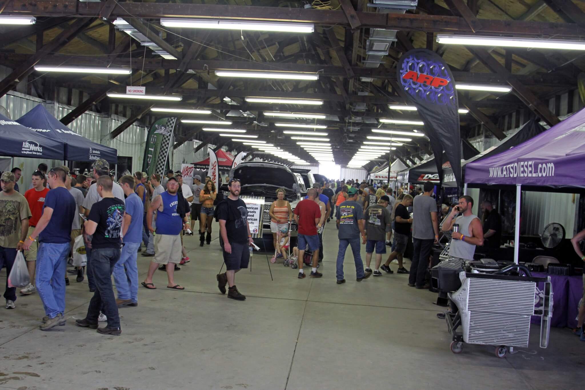 Spectators crowded the inside of the main pavilion throughout the Extravaganza checking out the latest products from some of the top manufacturers in the performance diesel industry.