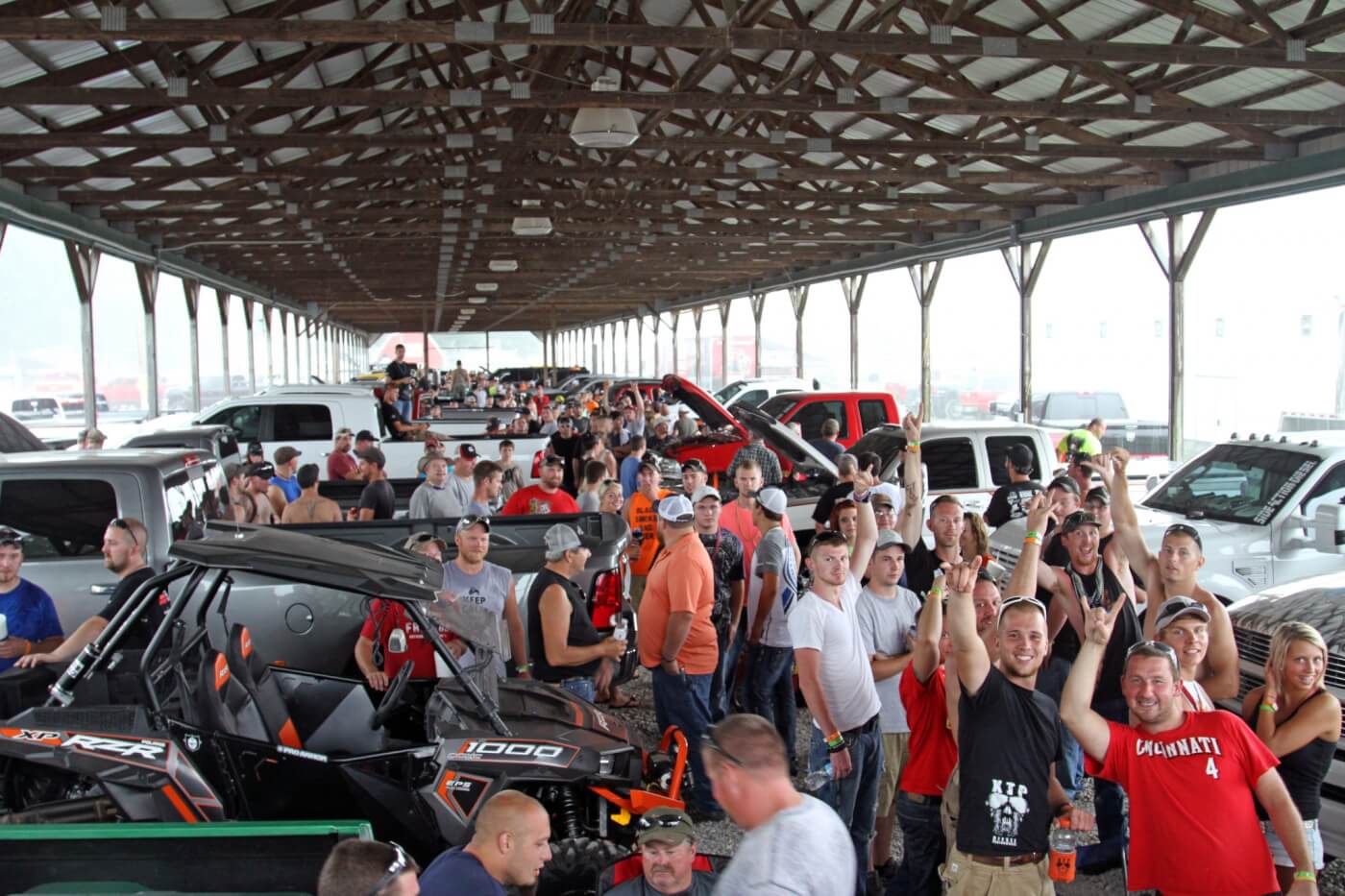While some played in the rain, others sought refuge under the Show-N-Shine pavilion to hang out with fellow diesel enthusiasts and wait out the storm.