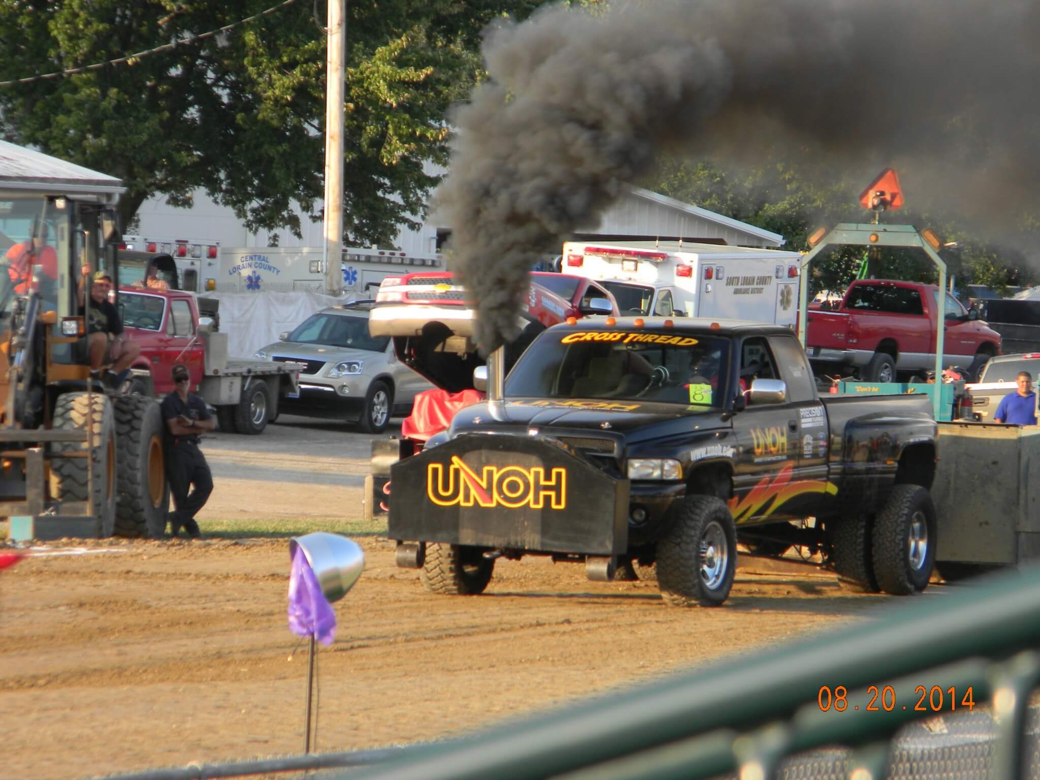 19. The UNOH Diesel Club “Cross Thread” stoked up at a pull in the summer of 2014. The 2.6 truck was donated by Scott Klausing, intact but in need of an engine. The UNOH Diesel Club is also working on a 3.0-class truck, and plans to compete in both classes. 