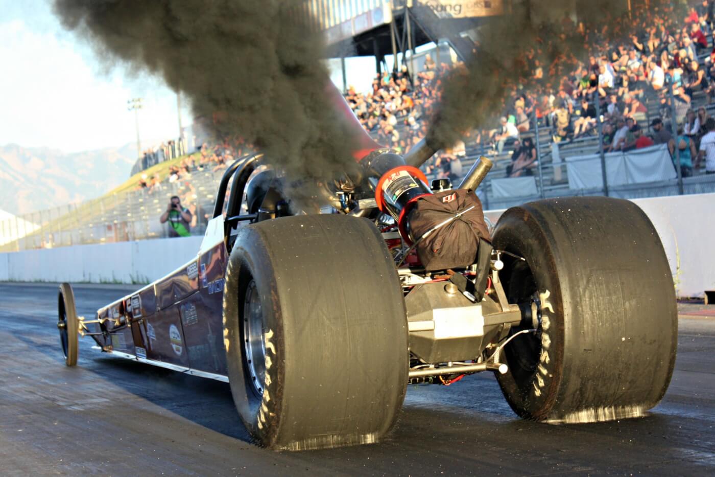 Greg Hogue brought out his Duramax-powered dragster to show the crowd the real potential of a diesel powerplant. Unfortunately, tuning issues and the high elevation prevented the car from making a full pass under max power.