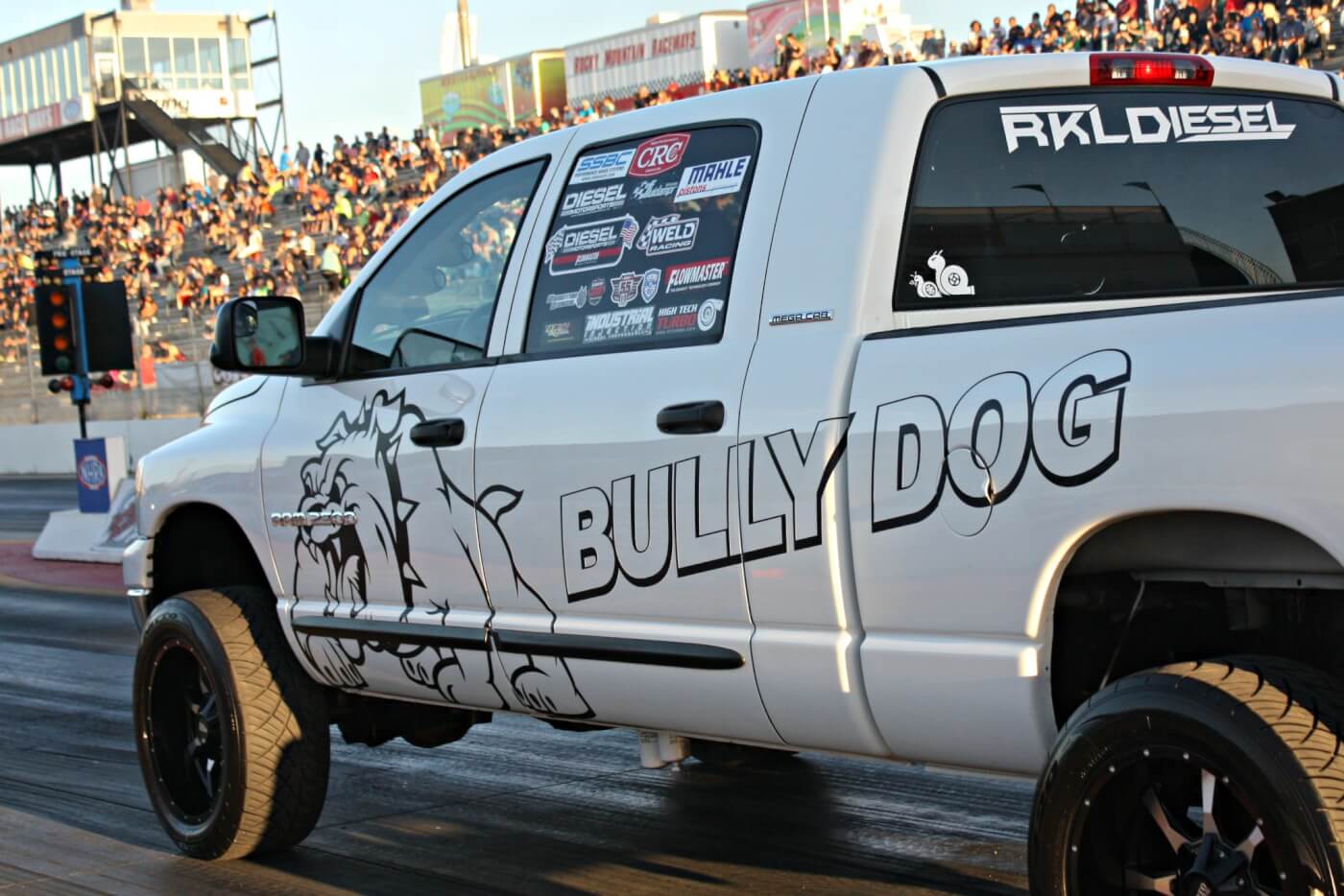 Lyle Richmond, an employee at nearby Bully Dog, had his 5.9L Cummins Mega Cab out racing and made it into the final round of Quick Diesel against Verlon Southwick, only to have a broken flexplate end the race sooner than he’d hoped.