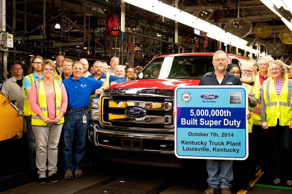 The 5-millionth Ford F-Series Super Duty since its introduction in 1999 rolled off the assembly line at Kentucky Truck Plant today, Oct. 7, 2014, marking a major milestone for the best-selling heavy-duty pickup truck and chassis cab lineup. Ford Motor Company