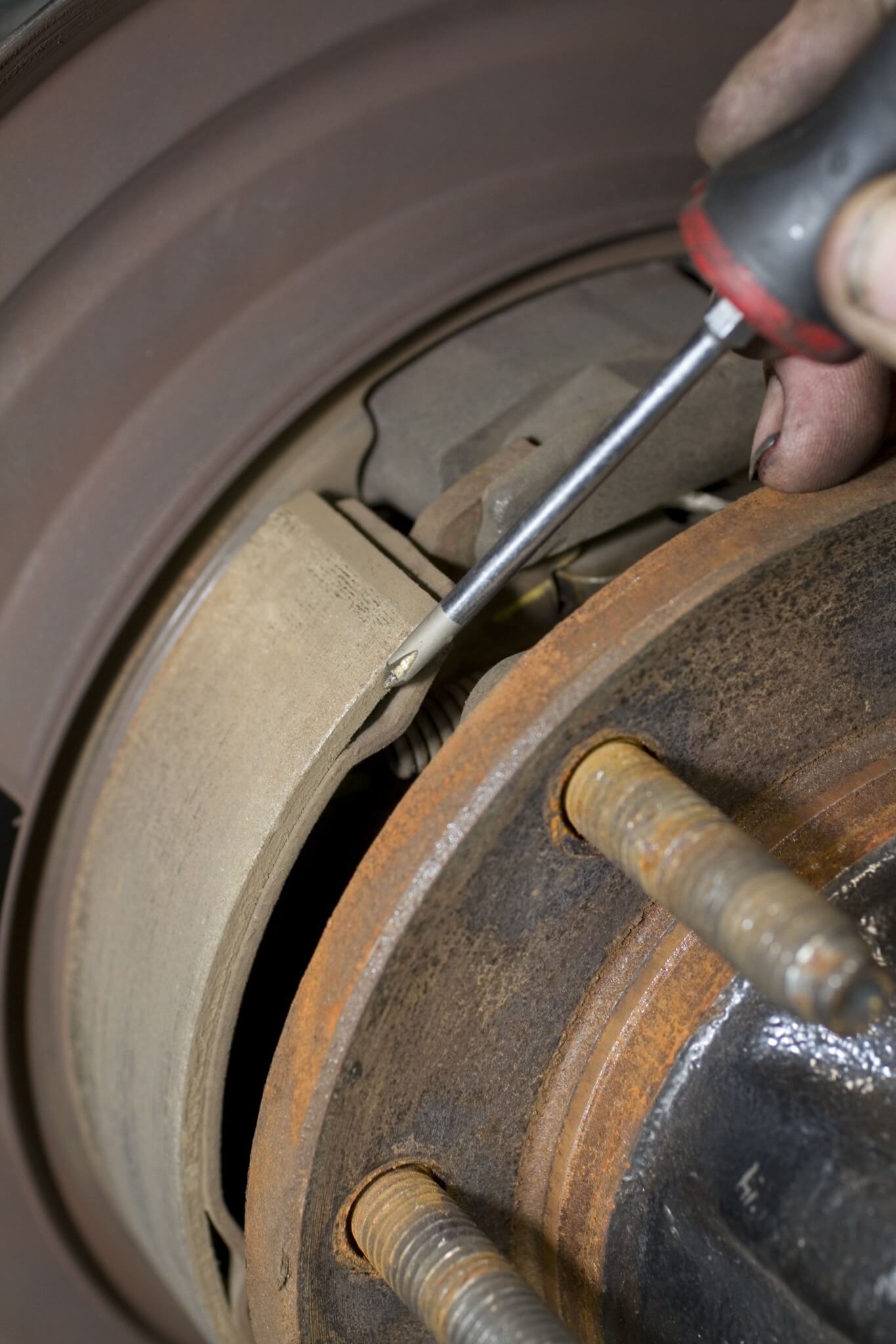 10. A note on the Ford rear brakes: the disc brake rotor is also the drum for the parking brake shoes. Be sure to check the pads and replace as needed before completing your brake upgrade. 