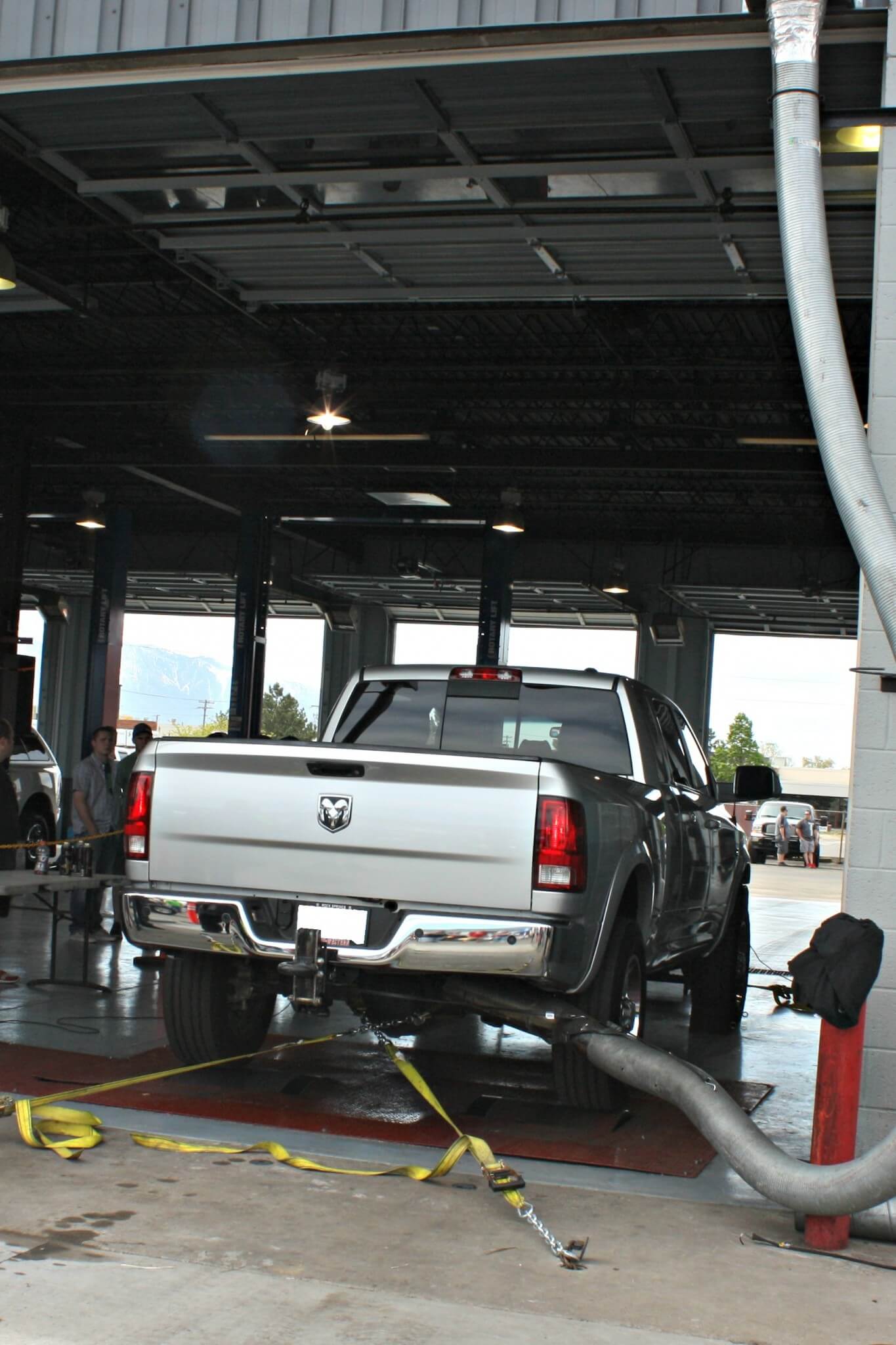 The in-floor dyno at Industrial Injection was used for the Stock and Single Turbo classes and stayed busy all day long. More than 40 trucks were strapped down to be tested. This 2013 Ram owned by Jason Stott of Addicted Diesel managed to break the 500-hp mark with some simple tuning and a modified stock turbo. The truck looks to have a great combination of parts that work well on the street and dyno, as well as for towing when towing or for sled pull competitions. 