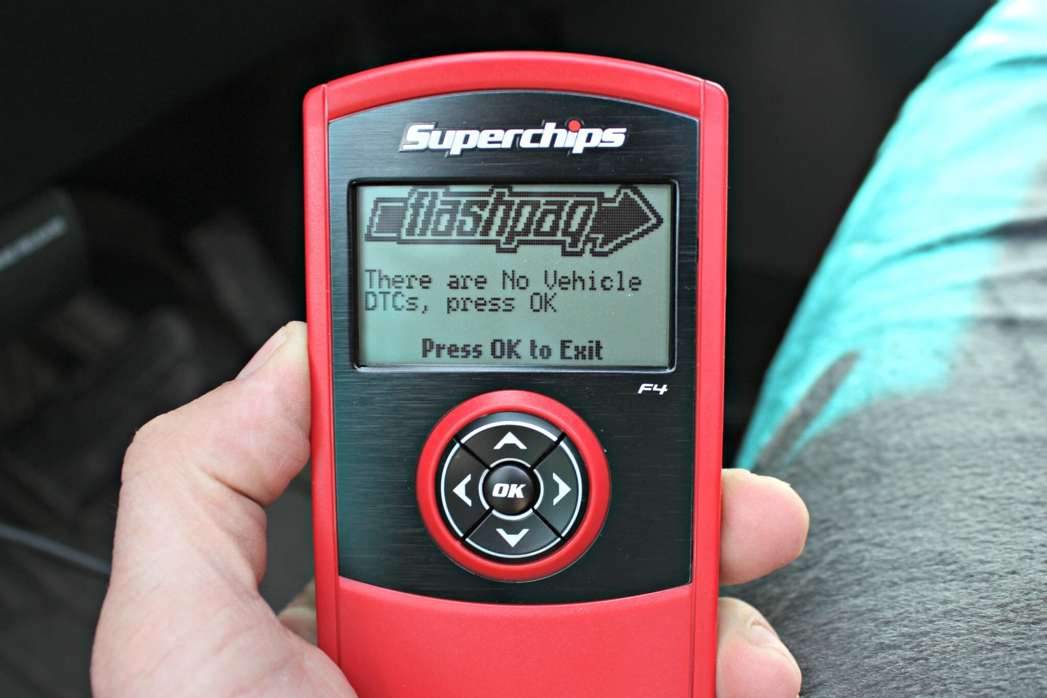 11. Another nice feature found within the Superchips F4 is the ability to read and clear diagnostic trouble codes (DTCs). Should you ever have a check engine light pop up on the dash, the F4 can be plugged into the OBD-II and used to read the ECM to help diagnose or erase the trouble code. So, for around $350 you get a scan tool with free performance tuning.