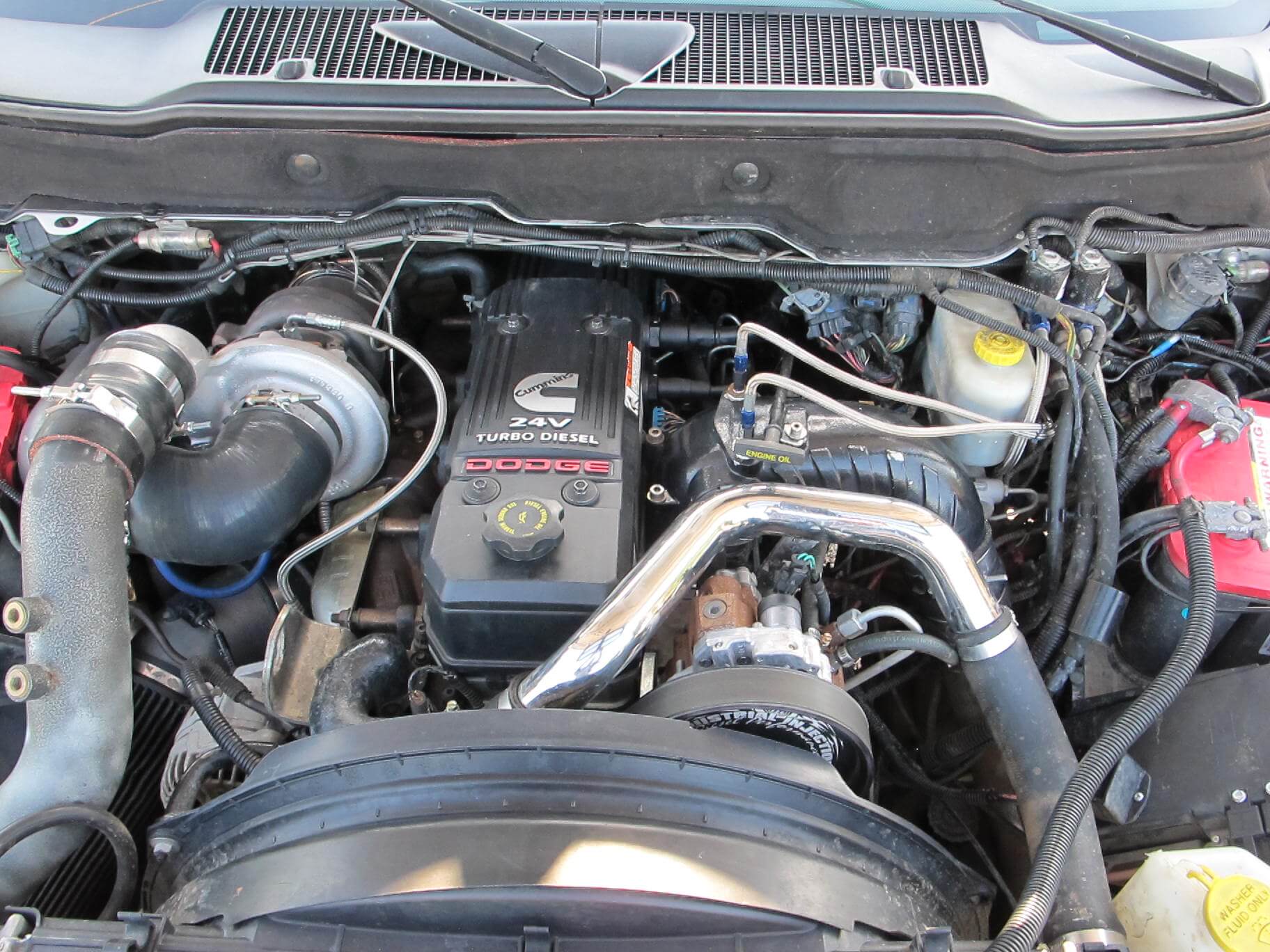 The Cummins 24V Turbo Diesel now runs compound turbos, twin CP3 fuel pumps and an aFe BladeRunner intake manifold, among other mods.