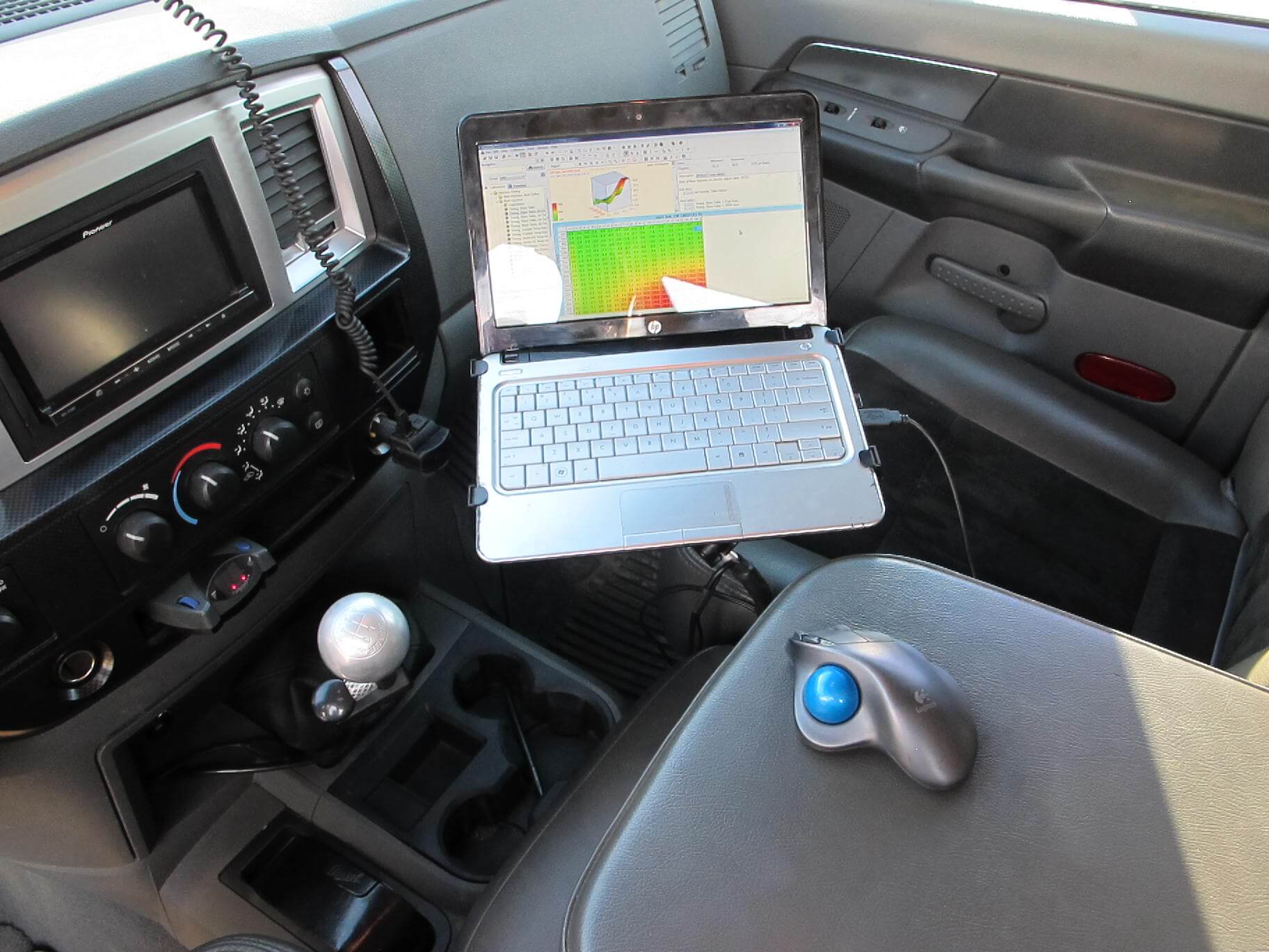 A laptop allows the owner real-time monitoring of the EFILive tuning.