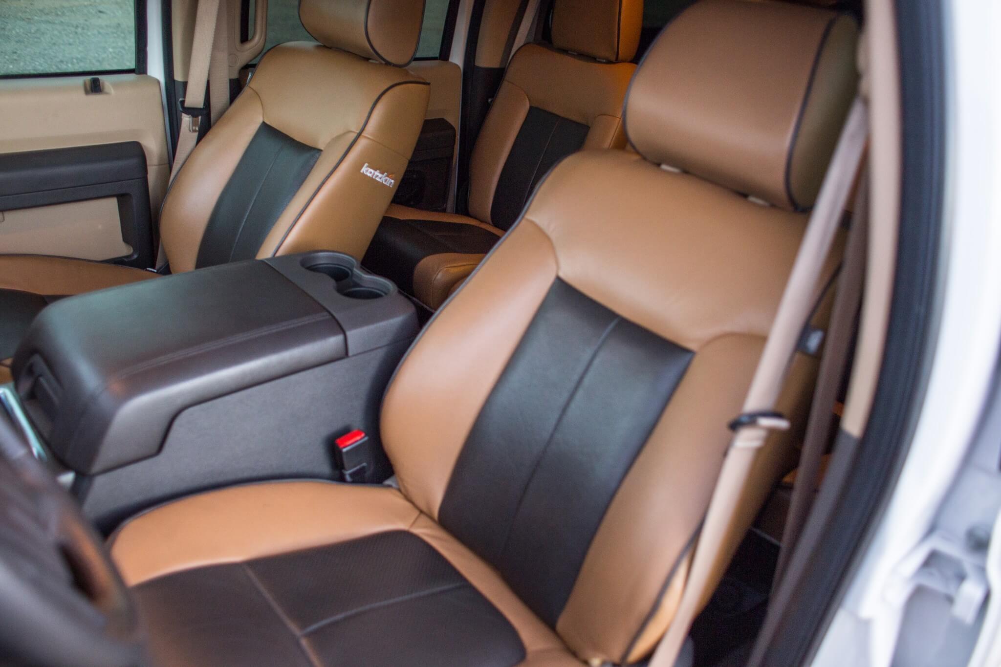The interior was made luxurious with the help of leather seat covers from Katzkin.
