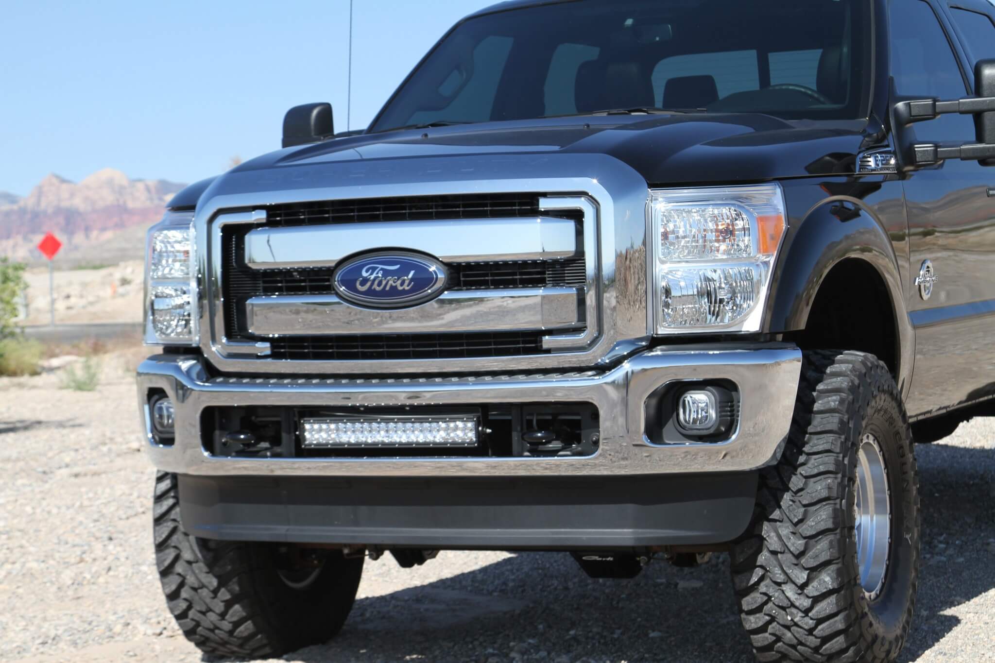 A Rigid 20-inch LED light bar was installed inside the bumper for better night vision. 