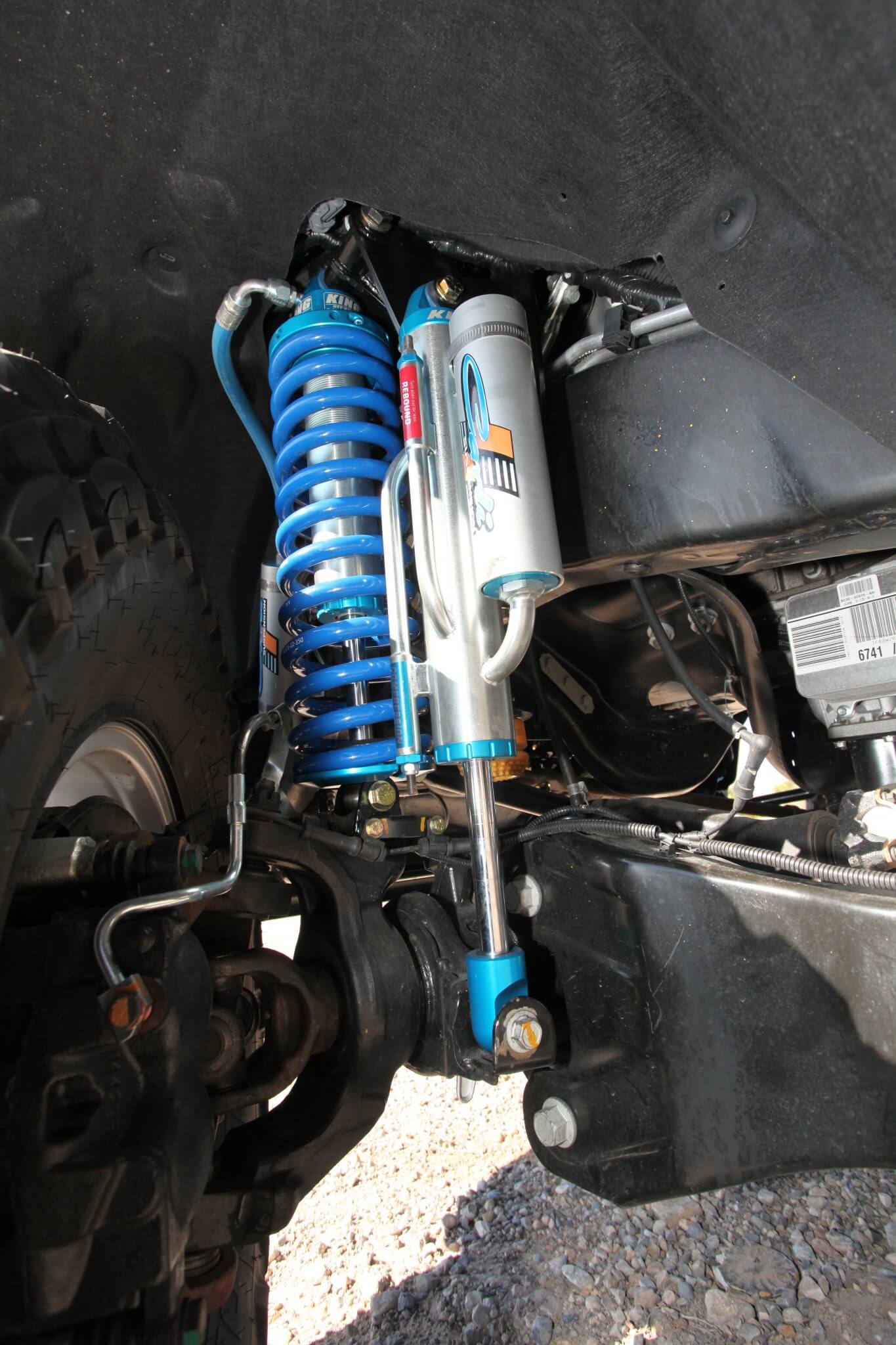 The front suspension was lifted and also firmed up with a pair of King 2.5 coil-over double-bypass gas shocks. Carli Suspension was the source for this tuned setup.