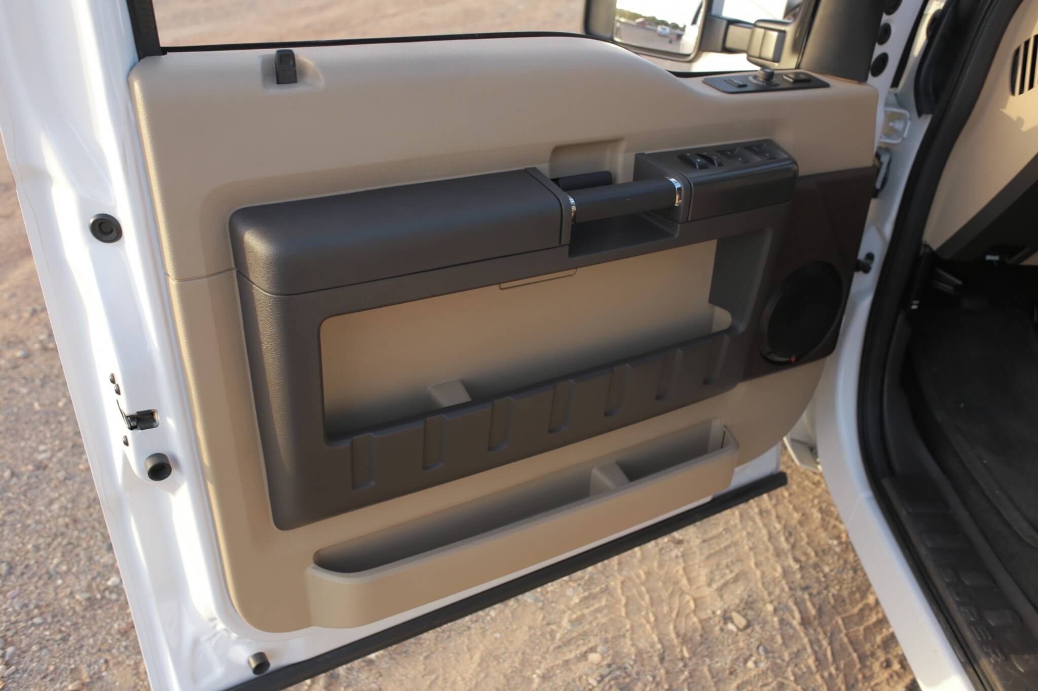 The door panels were fitted with Rockford Fosgate speakers to enhance the quality of the mobile entertainment.
